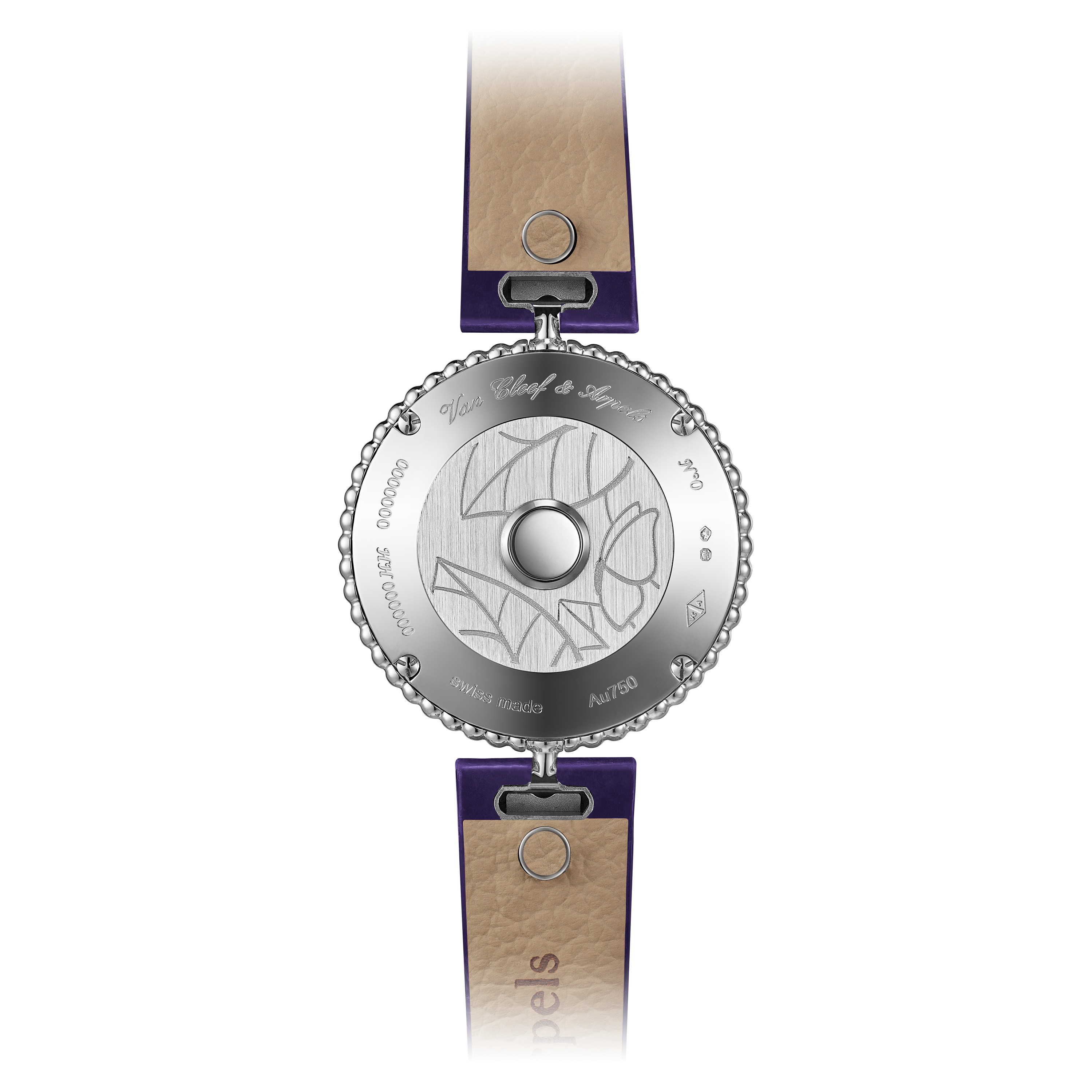 Perlée Extraordinaire Fruits Enchantés Myrtille, 18K white gold, Diamond:  83 stones,  1.07 carats, Back, Watch - Van Cleef & Arpels