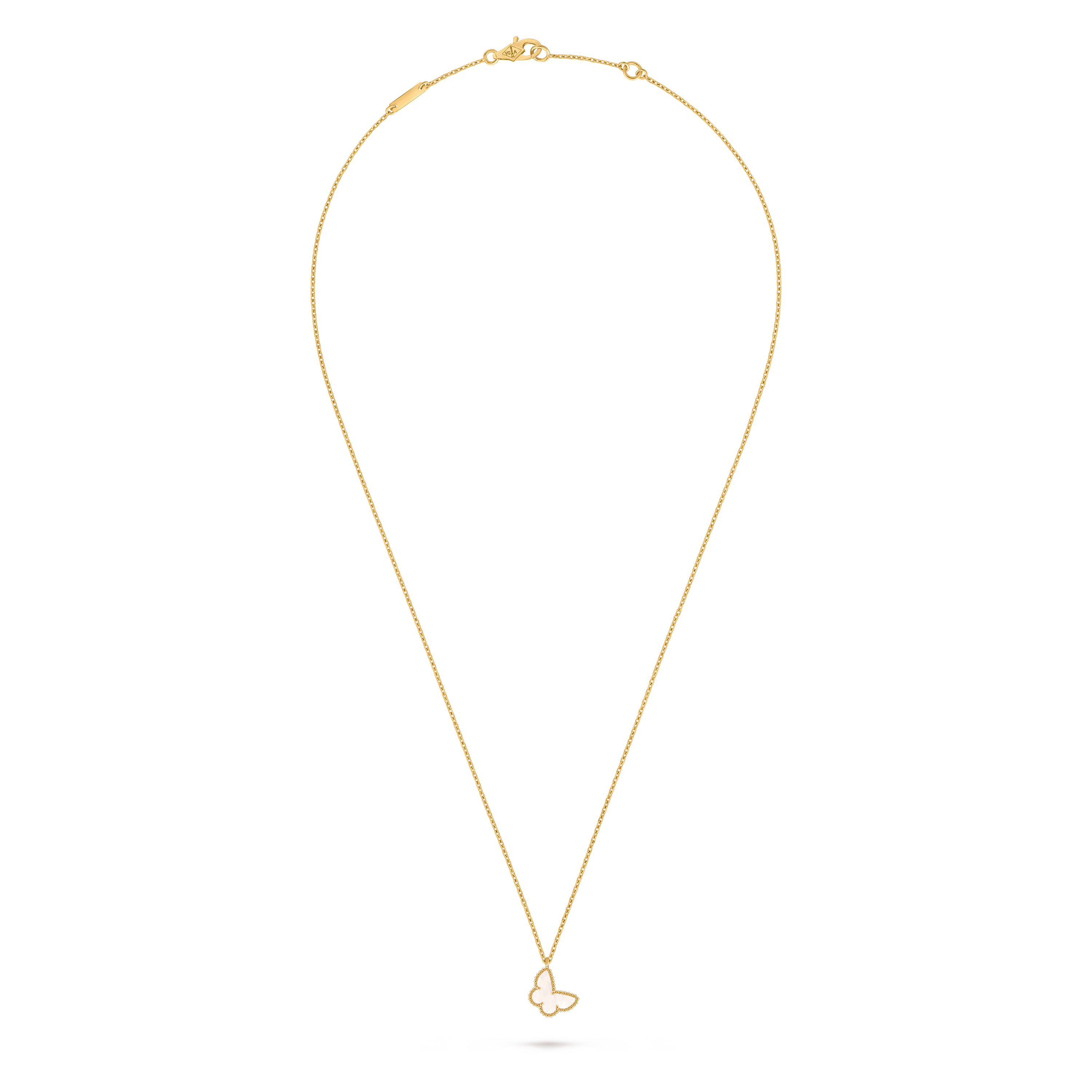 Sweet Butterflies pendant, 18K yellow gold, Mother-of-pearl:  1 stone, Front, Jewelry Pendent - Van Cleef & Arpels