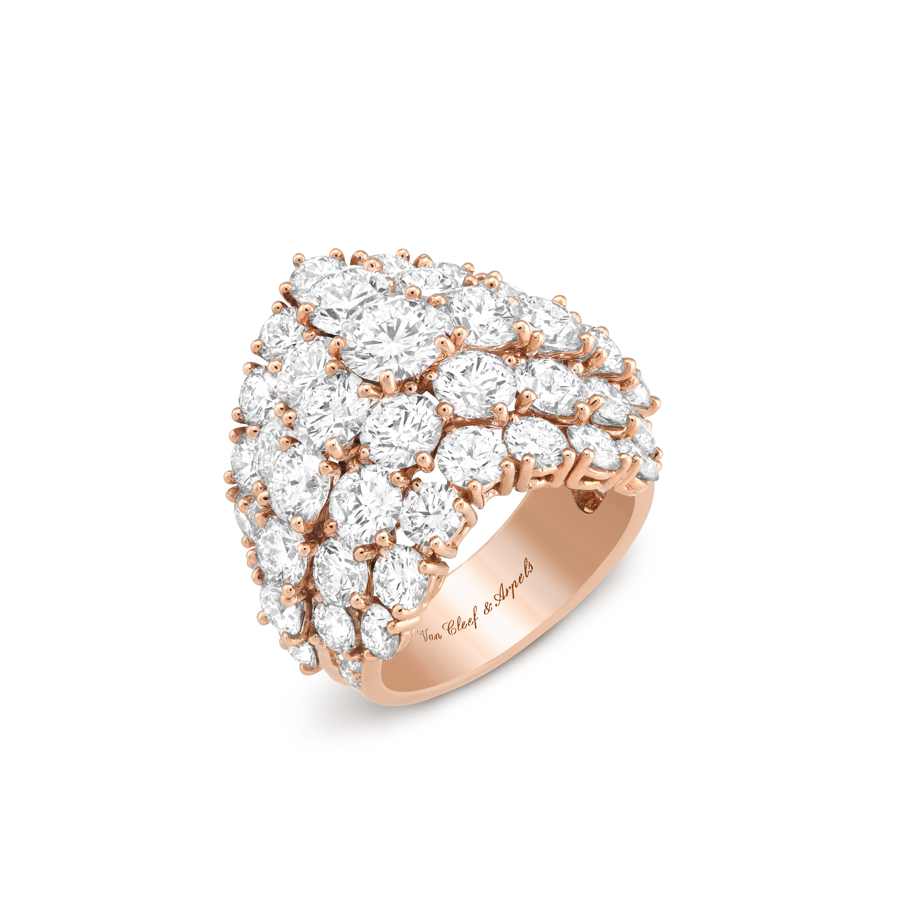 À Cheval戒指, 18K玫瑰金, 鑽石:  56寶石,  9.56克拉, Three Fourth, High Jewelry Ring- Van Cleef & Arpels