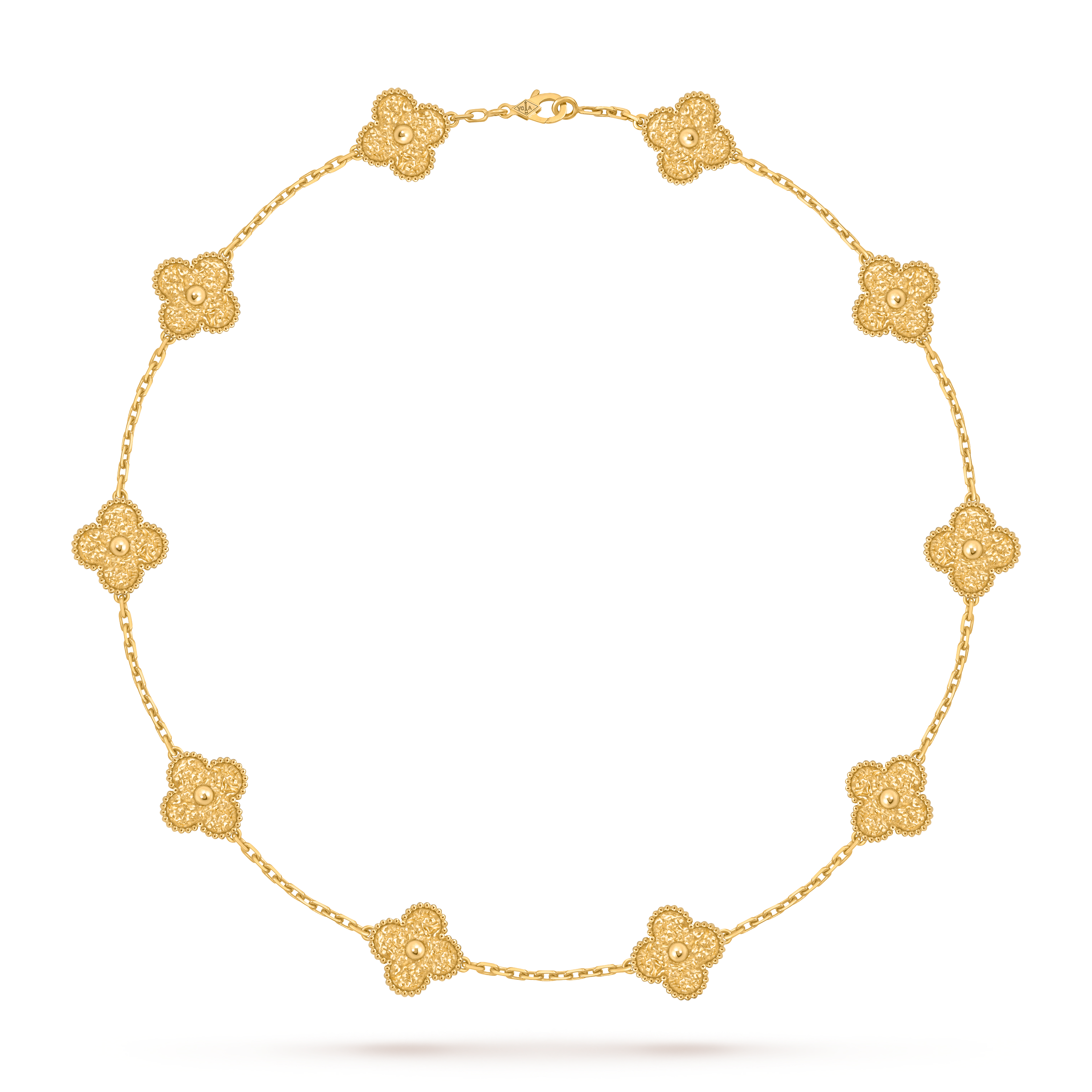 Colar Vintage Alhambra, 10 motivos, Ouro amarelo 18 quilates, Front, Jewelry Necklace - Van Cleef & Arpels