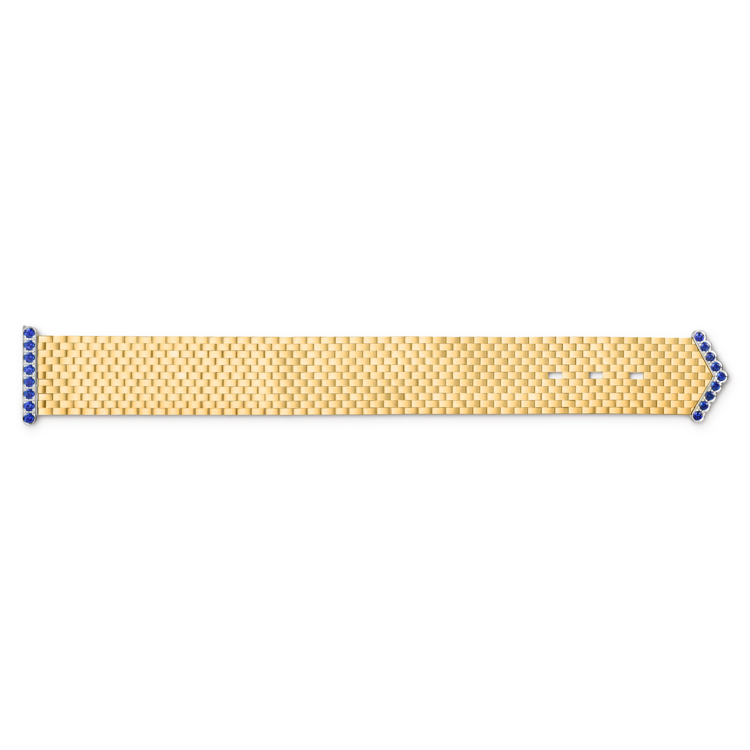 Ludo bracelet, 18K yellow gold, 18K white gold, Sapphire:  17 stones,  2.21 carats, Open, High Jewelry Bracelet - Van Cleef & Arpels