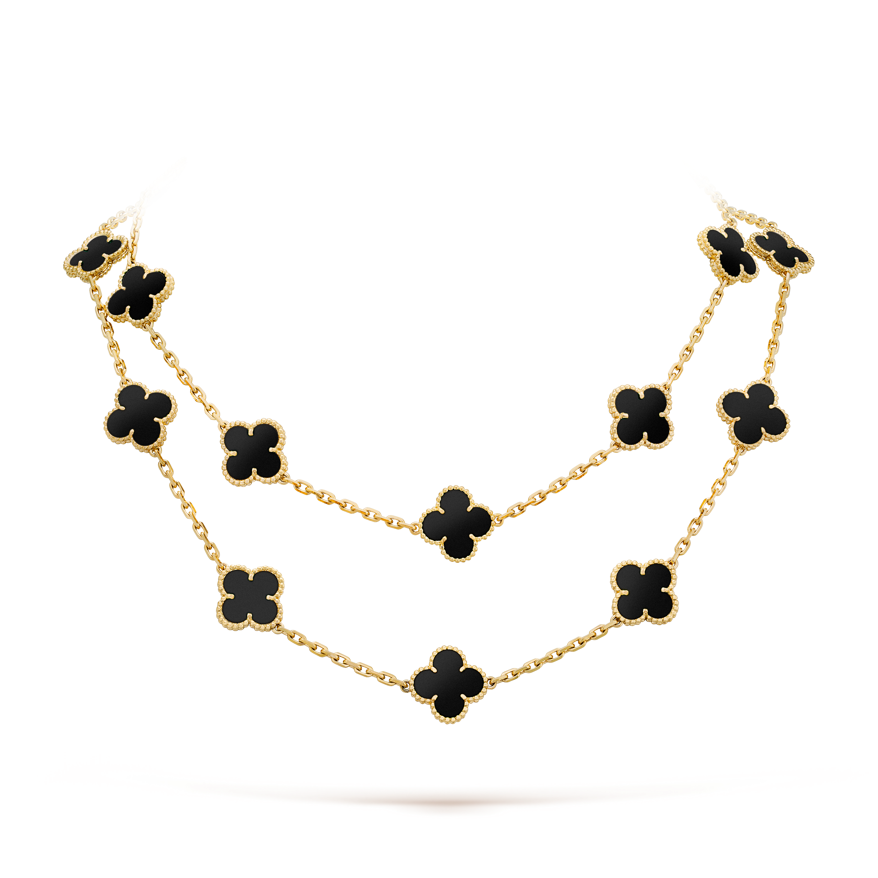 van cleef onyx alhambra necklace