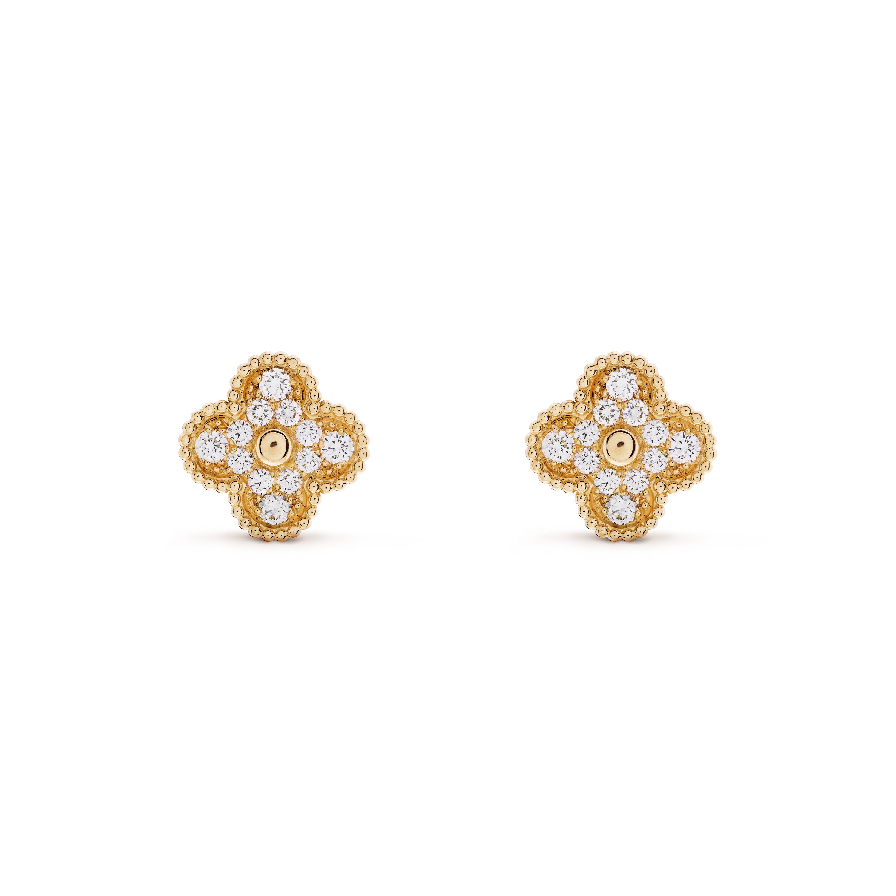 Van Cleef & Arpels Alhambra Diamond Gold Earrings