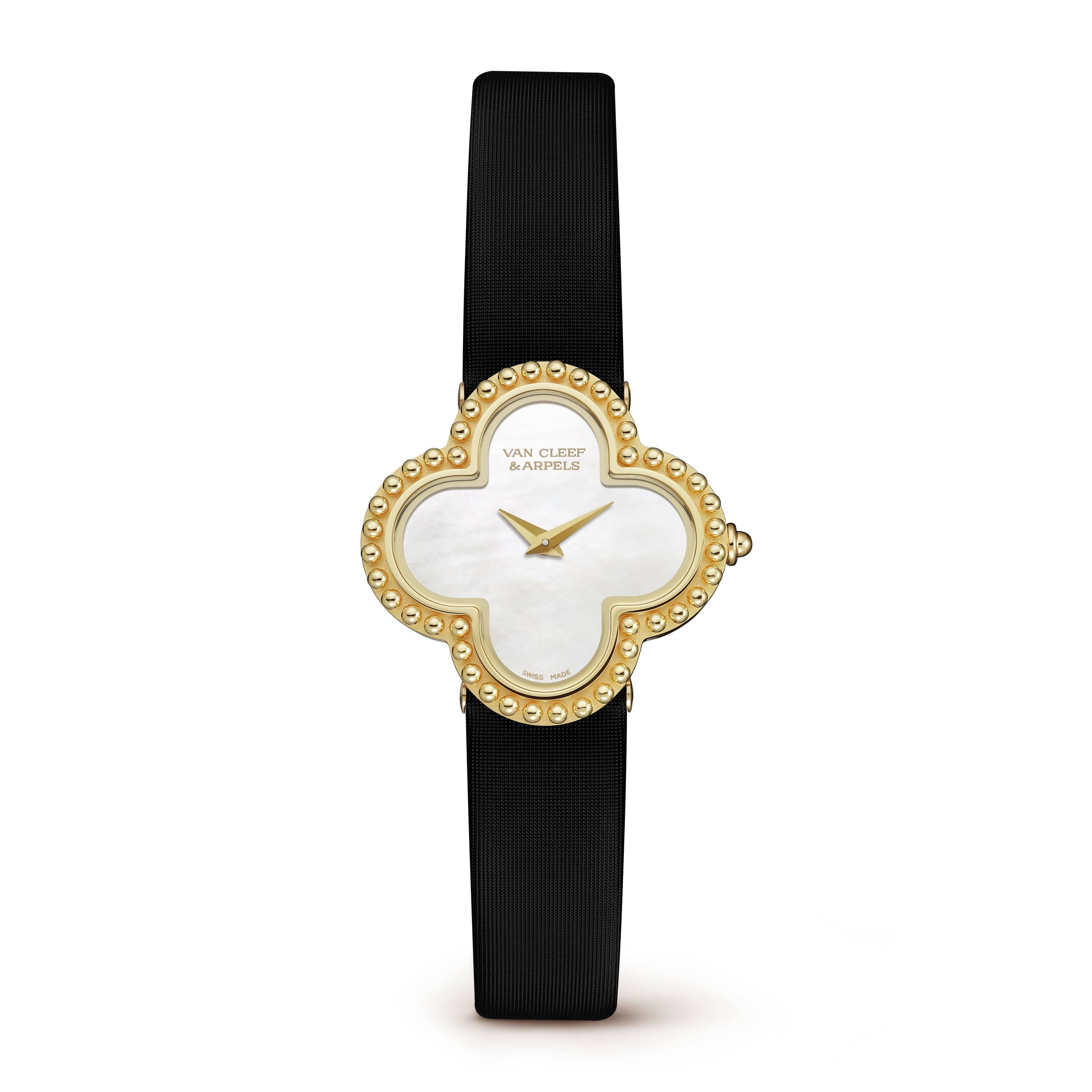 Alhambra watch, small model, 18K yellow gold, Mother-of-pearl:  1 stone, Front, Watch