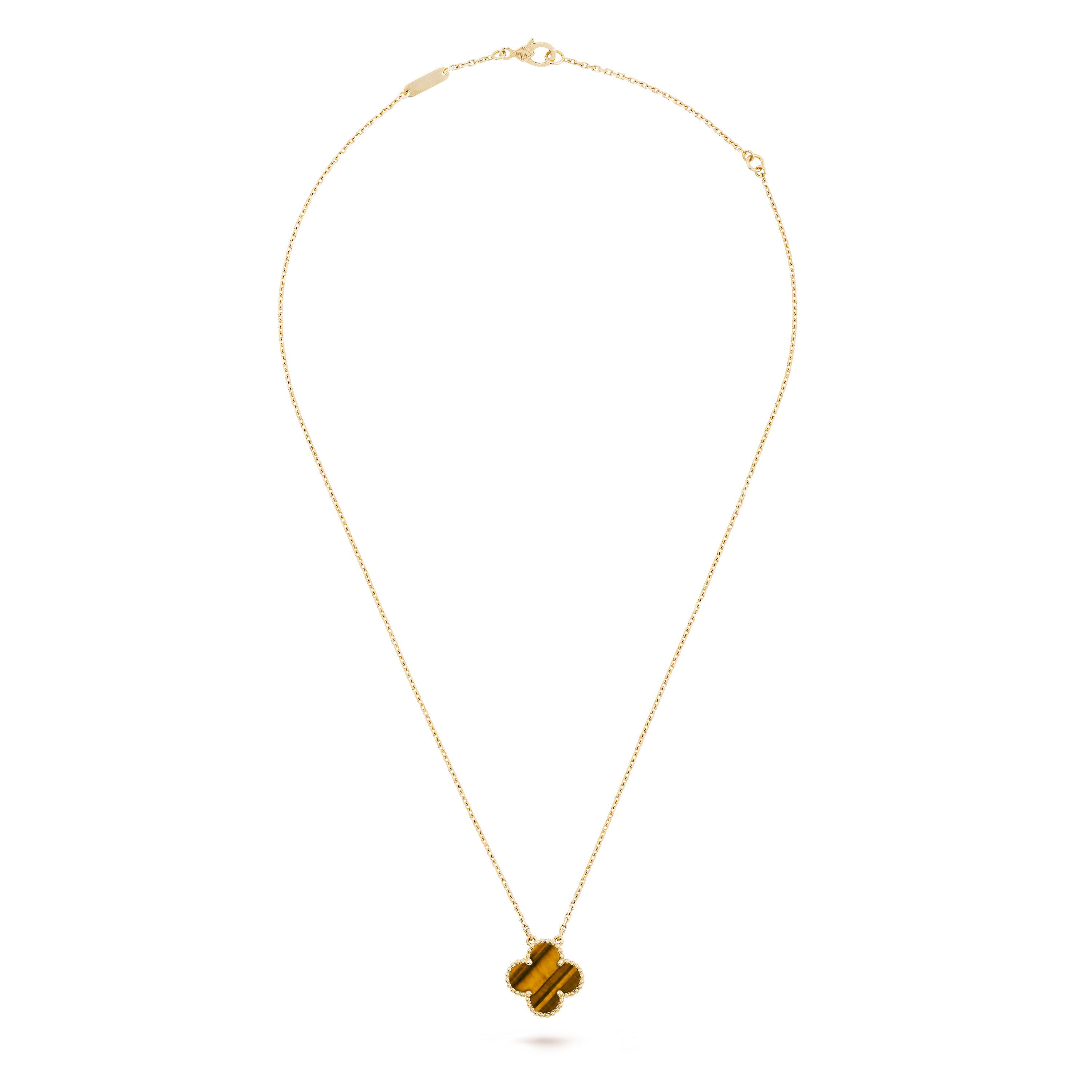 18k yellow gold Van Cleef & Arpels Vintage Alhambra tiger eye 20 motif  necklace