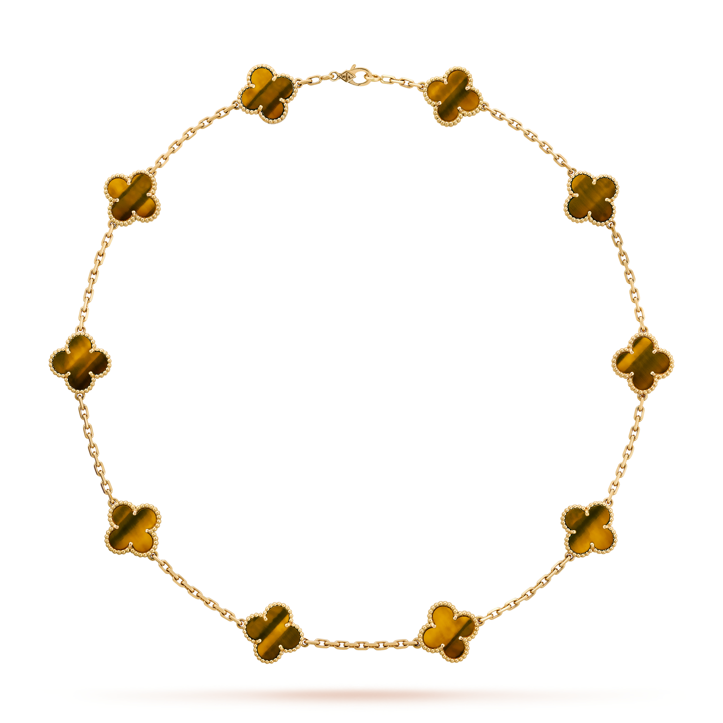 Van Cleef And Arpels VCA Vintage Alhambra Tiger Eye Necklace - THE