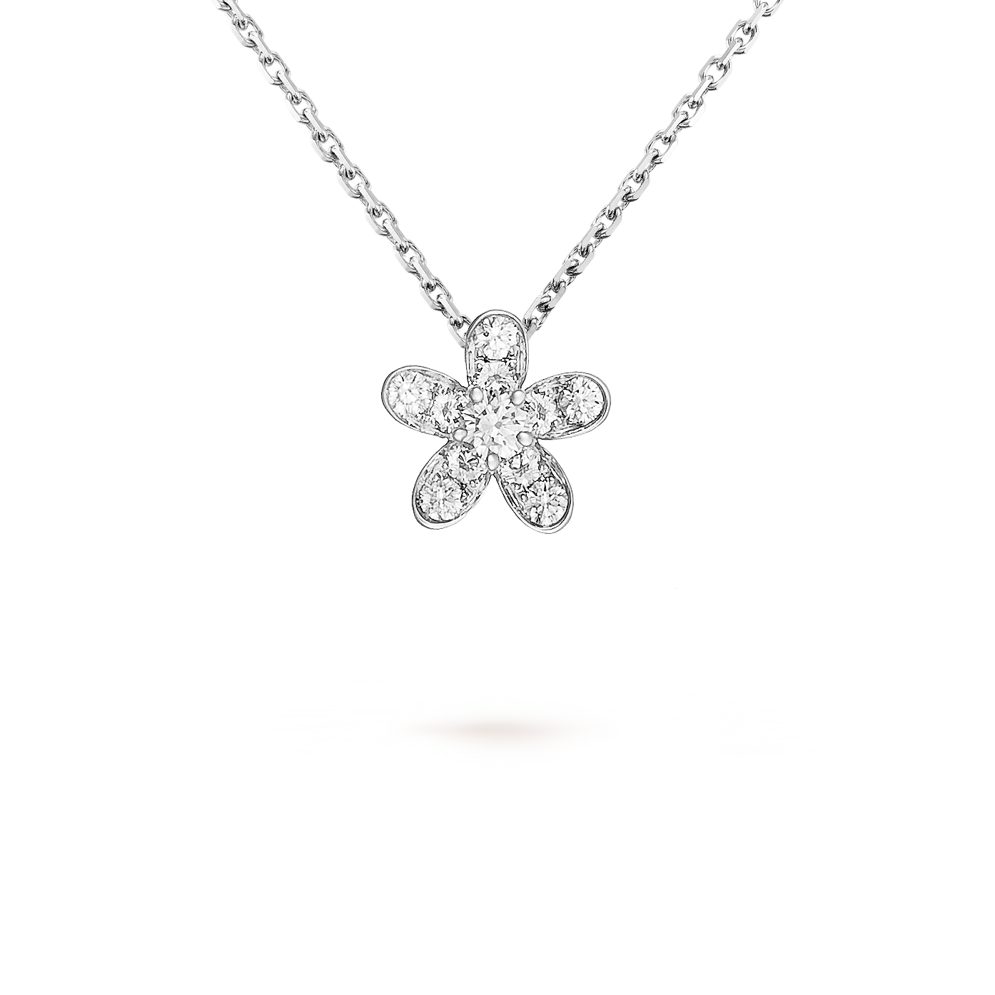 Star Flower Blossom Diamond Pendant Necklace Gold Medium Star