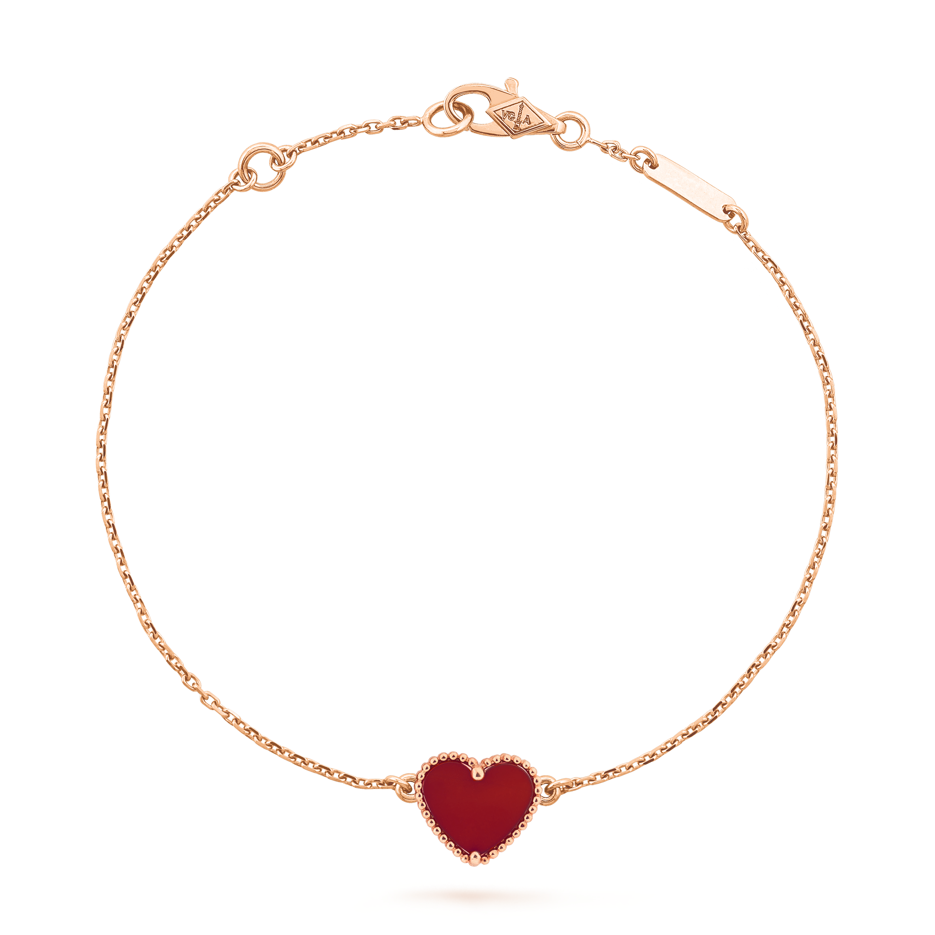 Sweet Alhambra heart bracelet 18K rose gold, Carnelian - Van Cleef