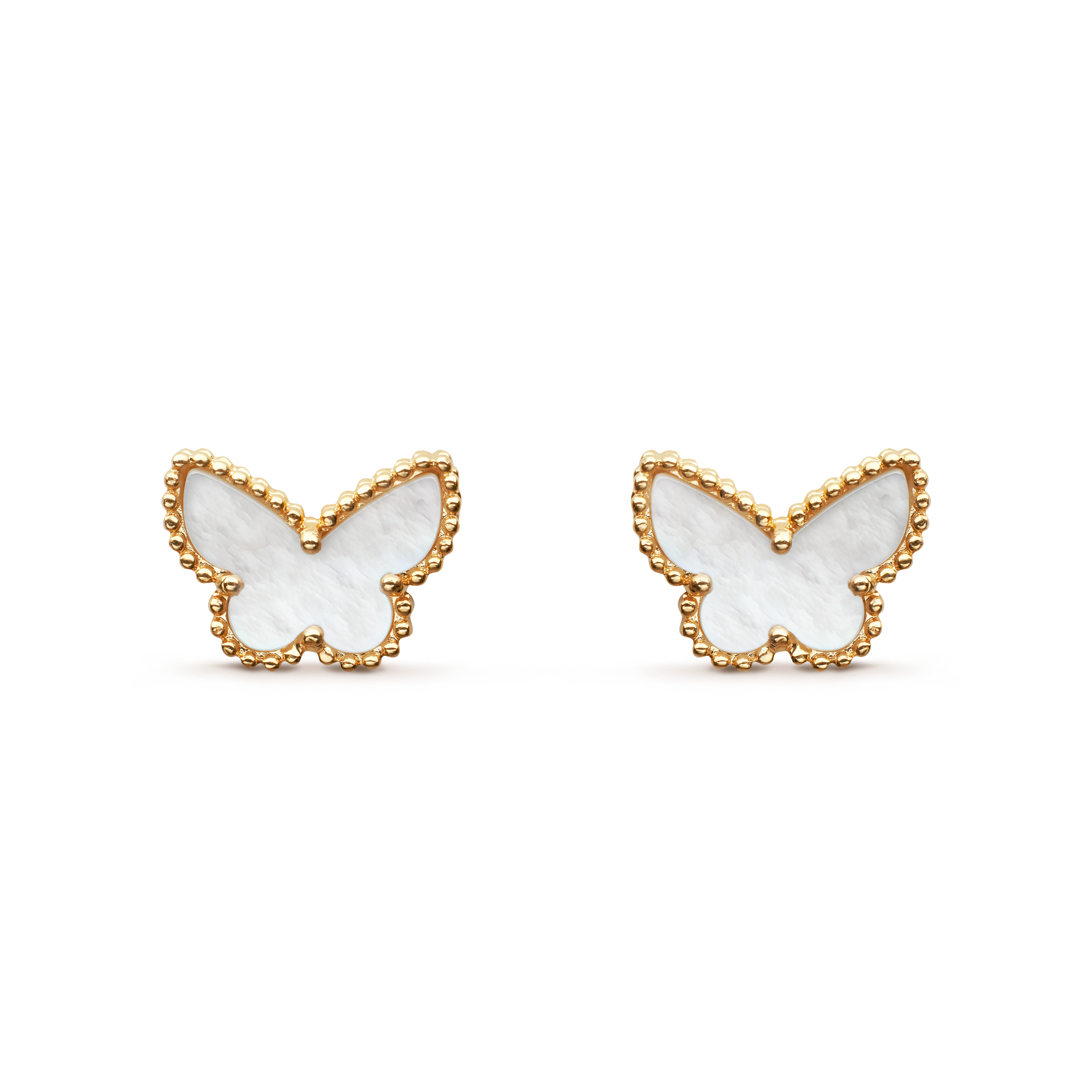 Sweet Alhambra butterfly earstuds 18K yellow gold, Mother-of-pearl