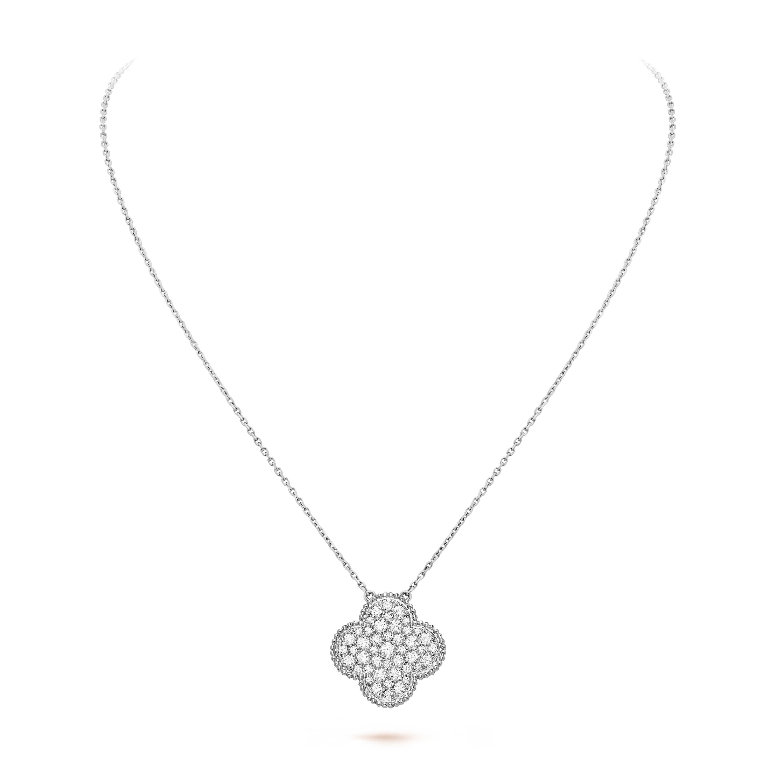 Magic Alhambra pendant 18K white gold, Mother-of-pearl - Van Cleef & Arpels