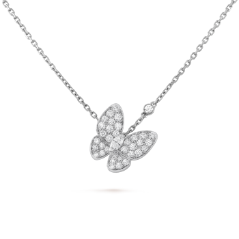 Two Butterfly pendant 18K rose gold, Diamond, Sapphire - Van Cleef