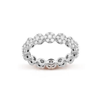 Fleurette wedding band, Diamond:98 stones, 1.36 carats, THREE_FOURTH, Jewelry Ring