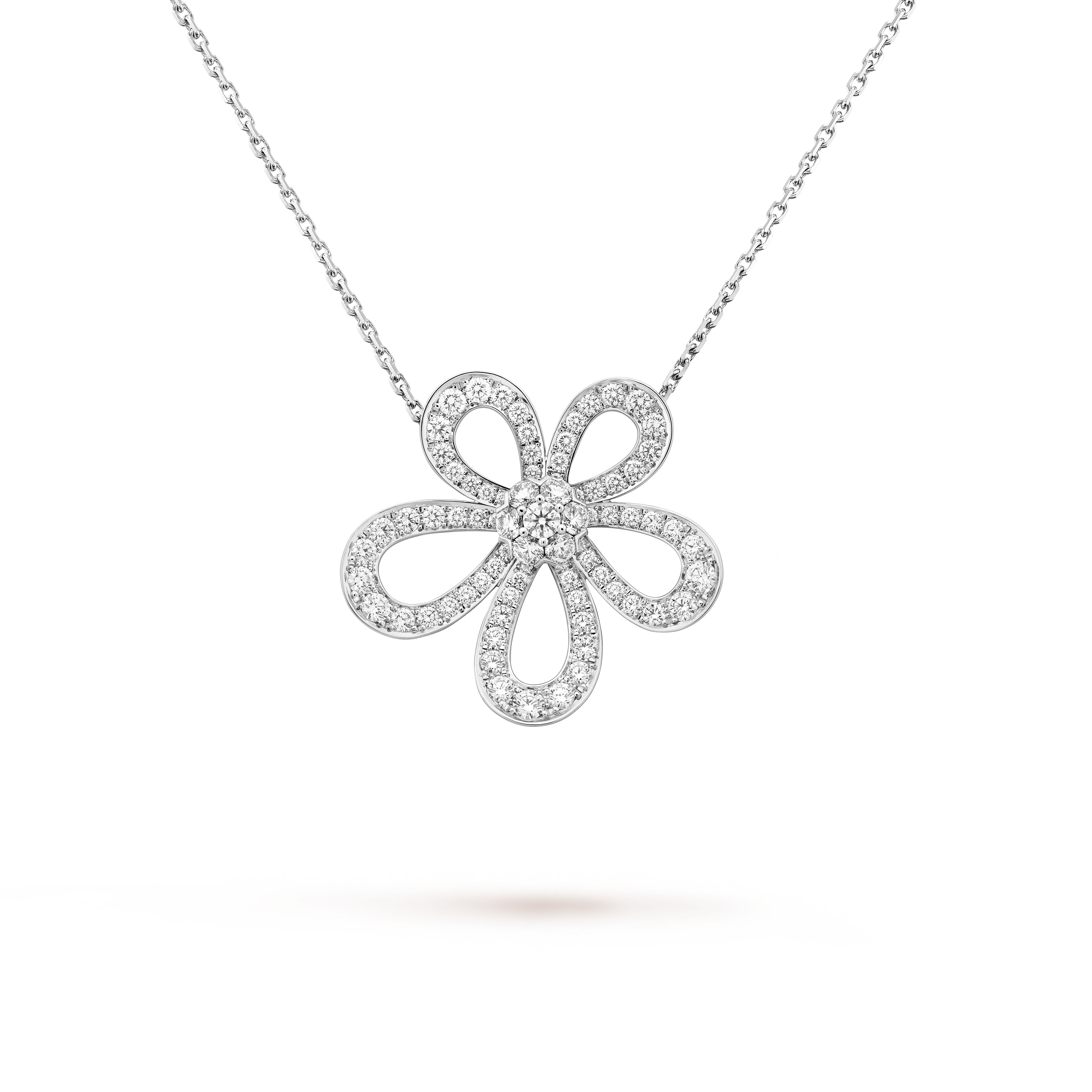 Flowerlace pendant 18K white gold, Diamond - Van Cleef & Arpels