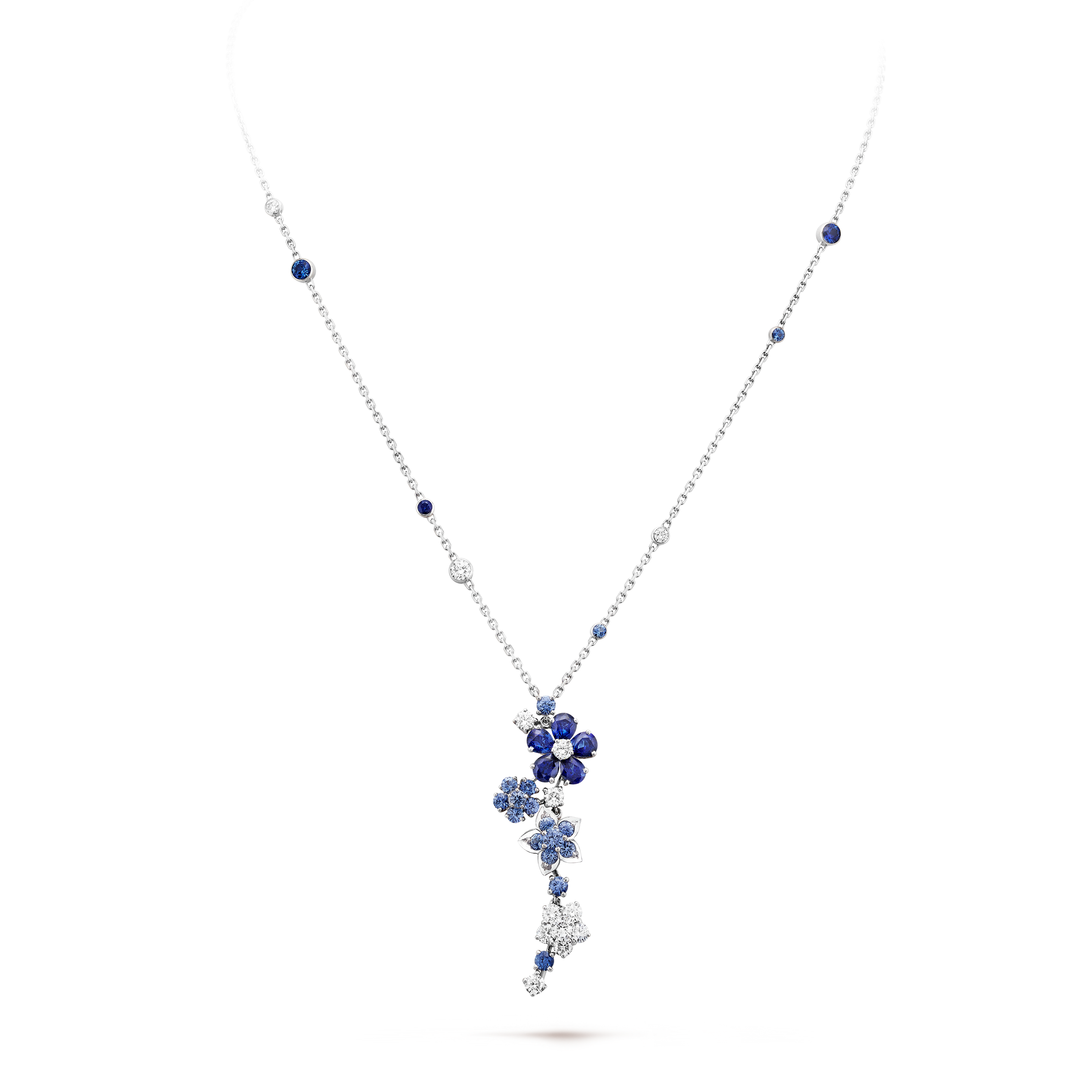 Folie des Prés pendant 18K white gold, Diamond, Sapphire - Van Cleef ...