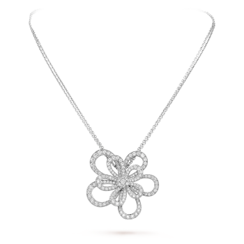 Flowerlace necklace 18K white gold, Diamond - Van Cleef & Arpels