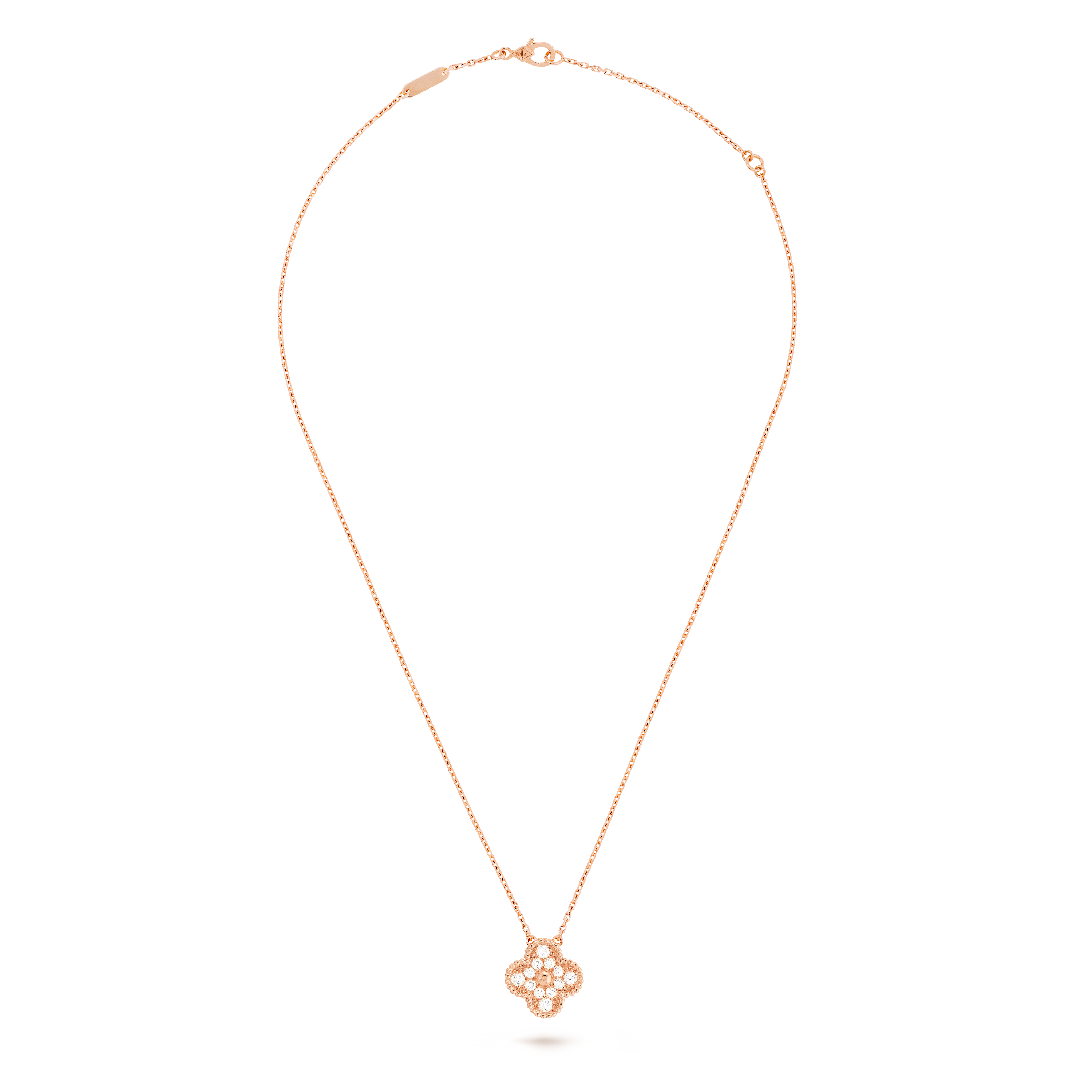 Van Cleef Vintage Alhambra Pendant Rose Gold with Diamonds