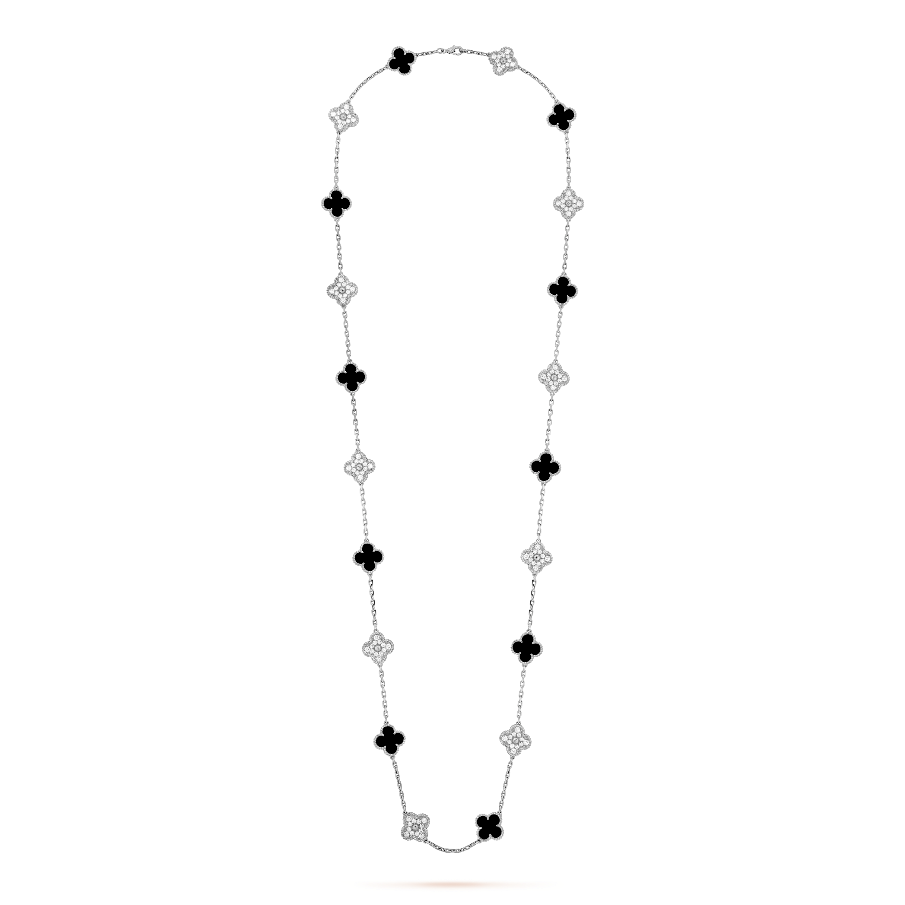 Vintage Alhambra long necklace, 20 motifs 18K white gold