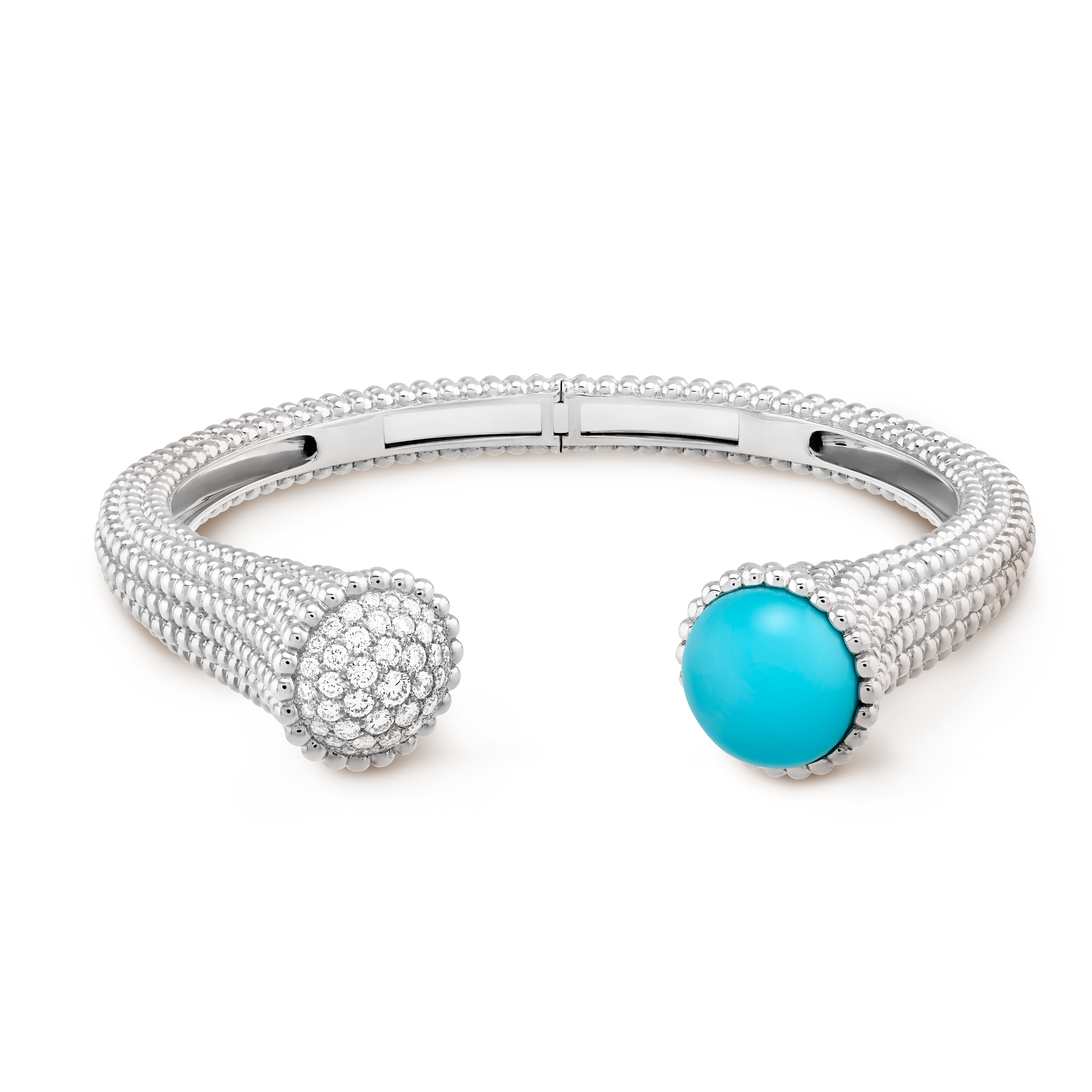 Perlée Couleurs Bracelet Medium Model White Gold Diamond Turquoise 