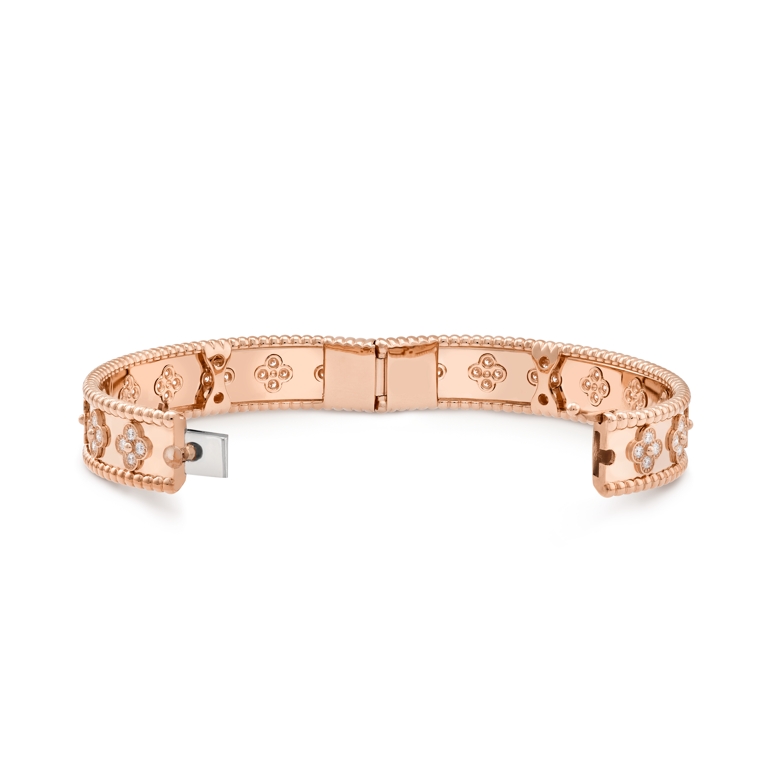 Perlée clovers bracelet, small model 18K rose gold, Diamond - Van Cleef &  Arpels