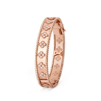 Van Cleef & Arpels Perlée Clover Diamonds 18k Rose Gold Ring Size