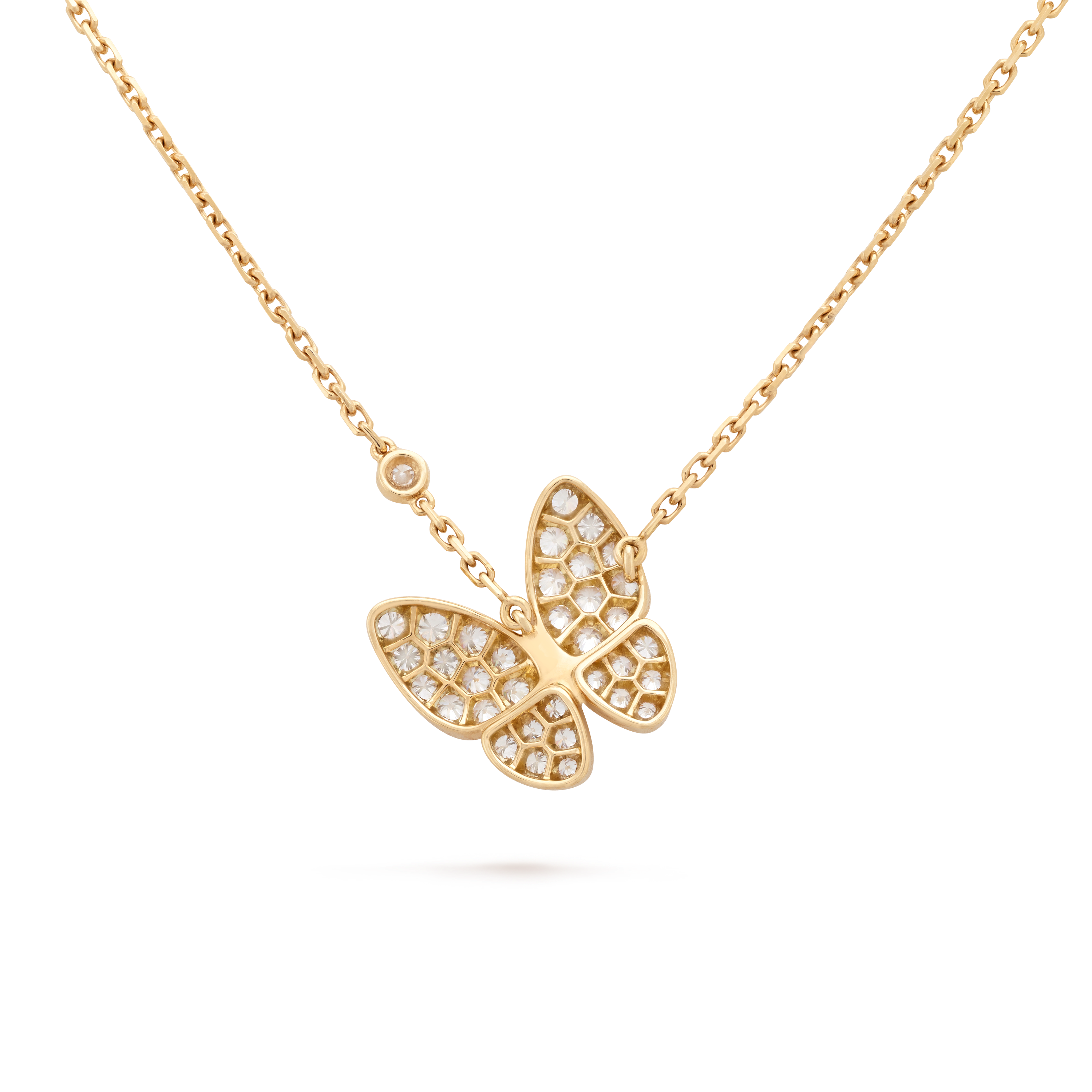 Two Butterfly pendant 18K rose gold, Diamond, Sapphire - Van Cleef