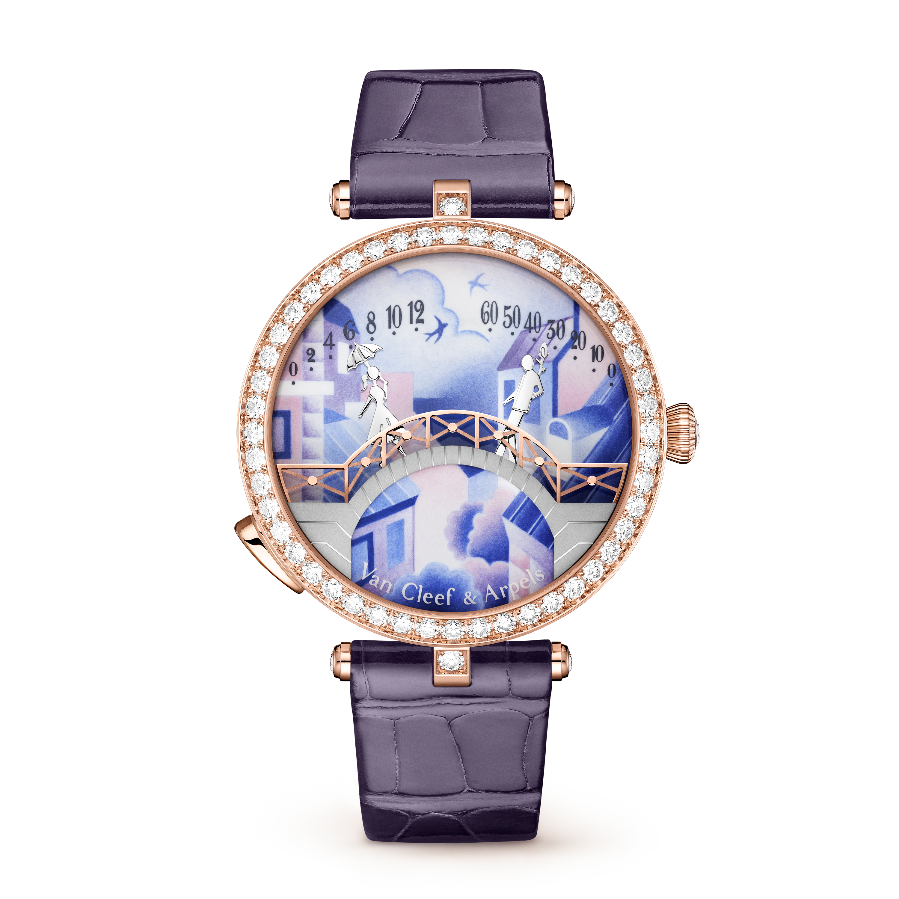 Lady Arpels Pont des Amoureux Jour watch 18K rose gold, Diamond - Van Cleef  & Arpels