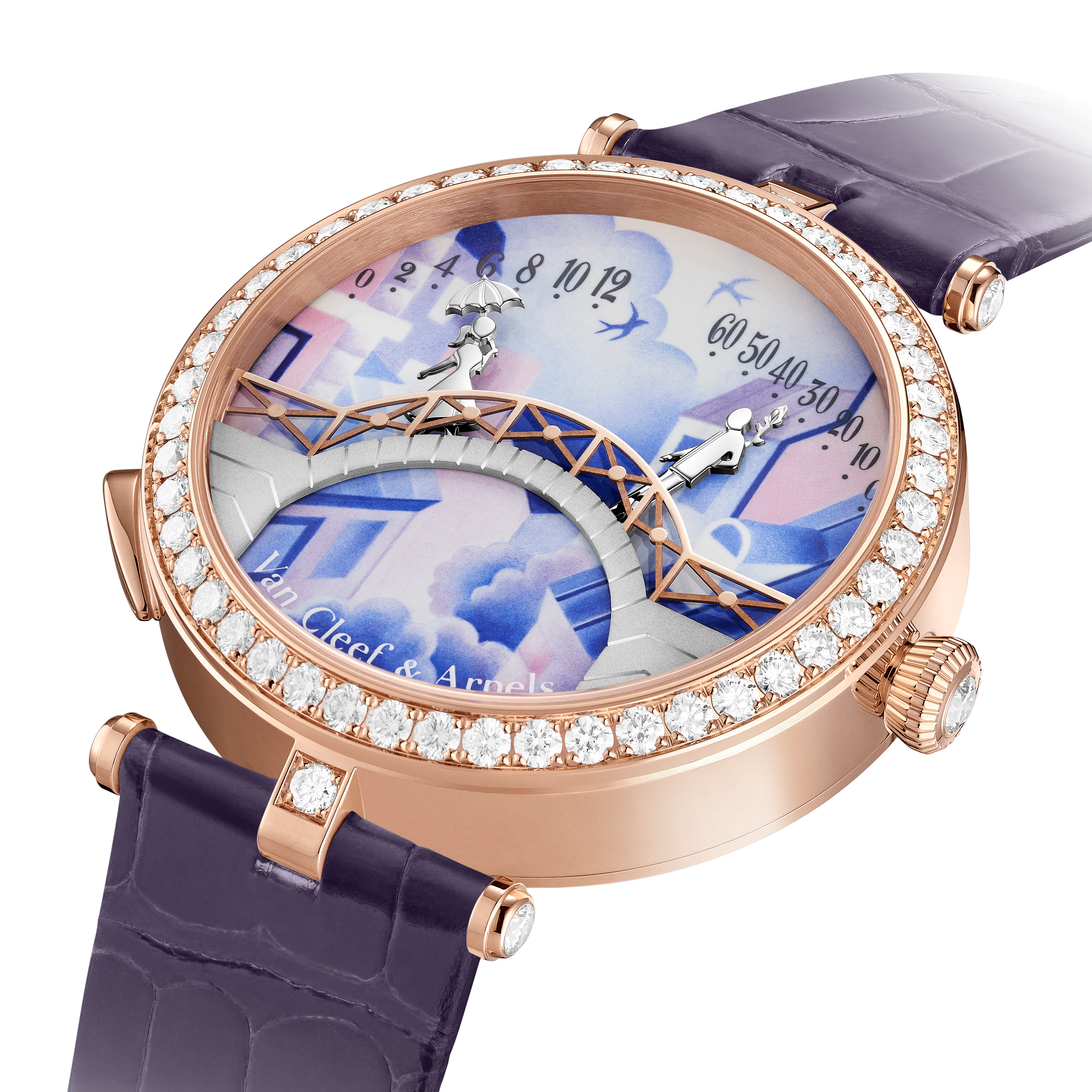 Lady Arpels Pont des Amoureux Jour watch 18K rose gold, Diamond - Van Cleef  & Arpels