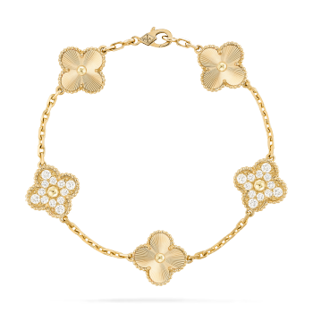 Sweet Alhambra bracelet 18K yellow gold, Mother-of-pearl - Van Cleef &  Arpels