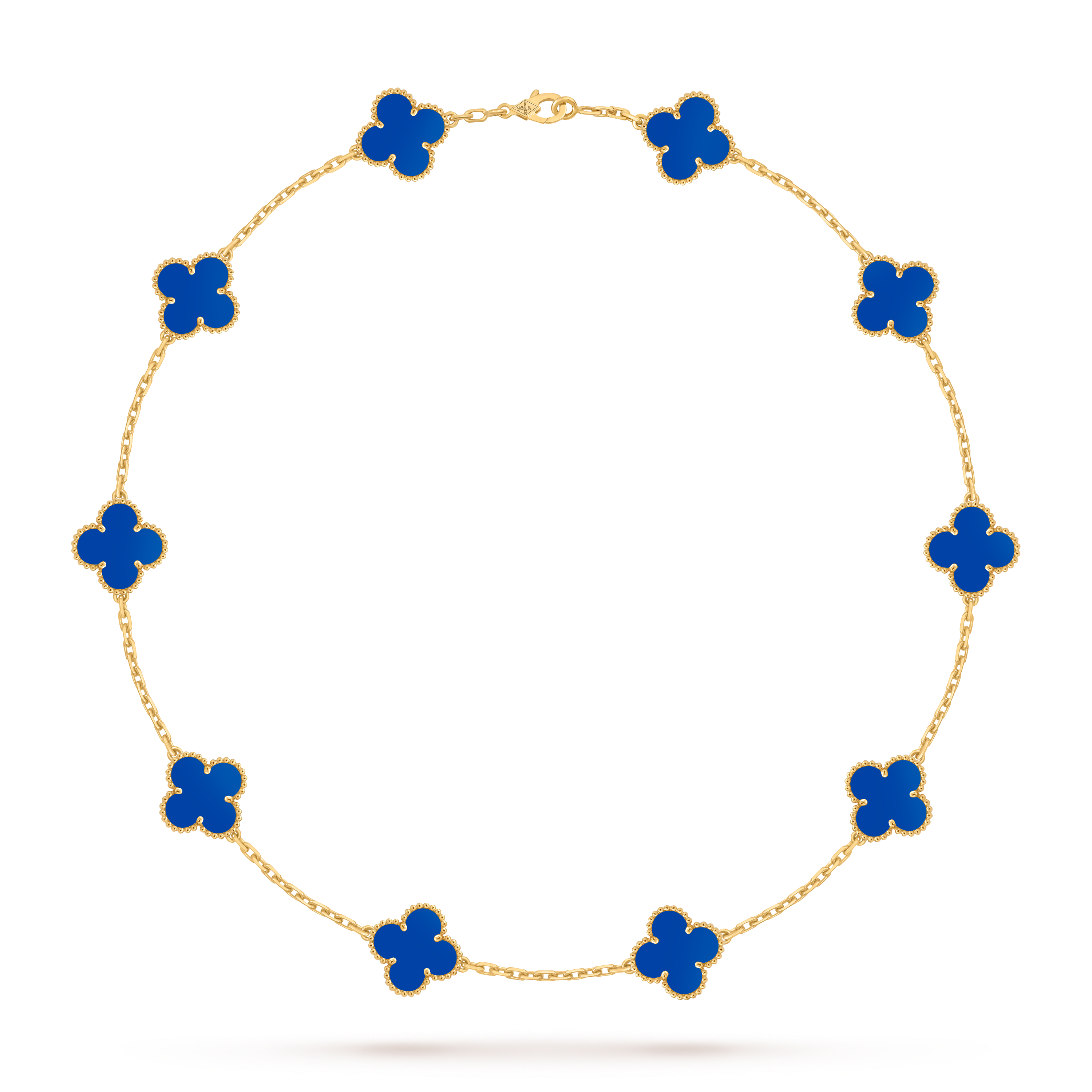 Vintage Alhambra项链,10四叶幸运图案, 18K黄金, 玛瑙:  10颗, Front, Jewelry Necklace_梵克雅宝_Van Cleef & Arpels