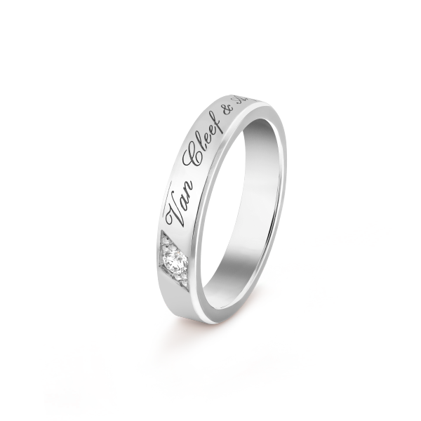 Toujours Signature Etoiles wedding band, 4 mm 18K rose gold, Diamond - Van Cleef & Arpels