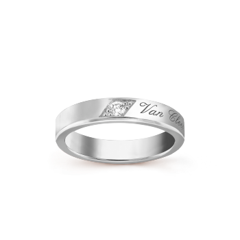 Toujours Signature Etoiles wedding band, 4 mm, Diamond:1 stone, 0.05 carat, THREE_FOURTH, Jewelry Ring