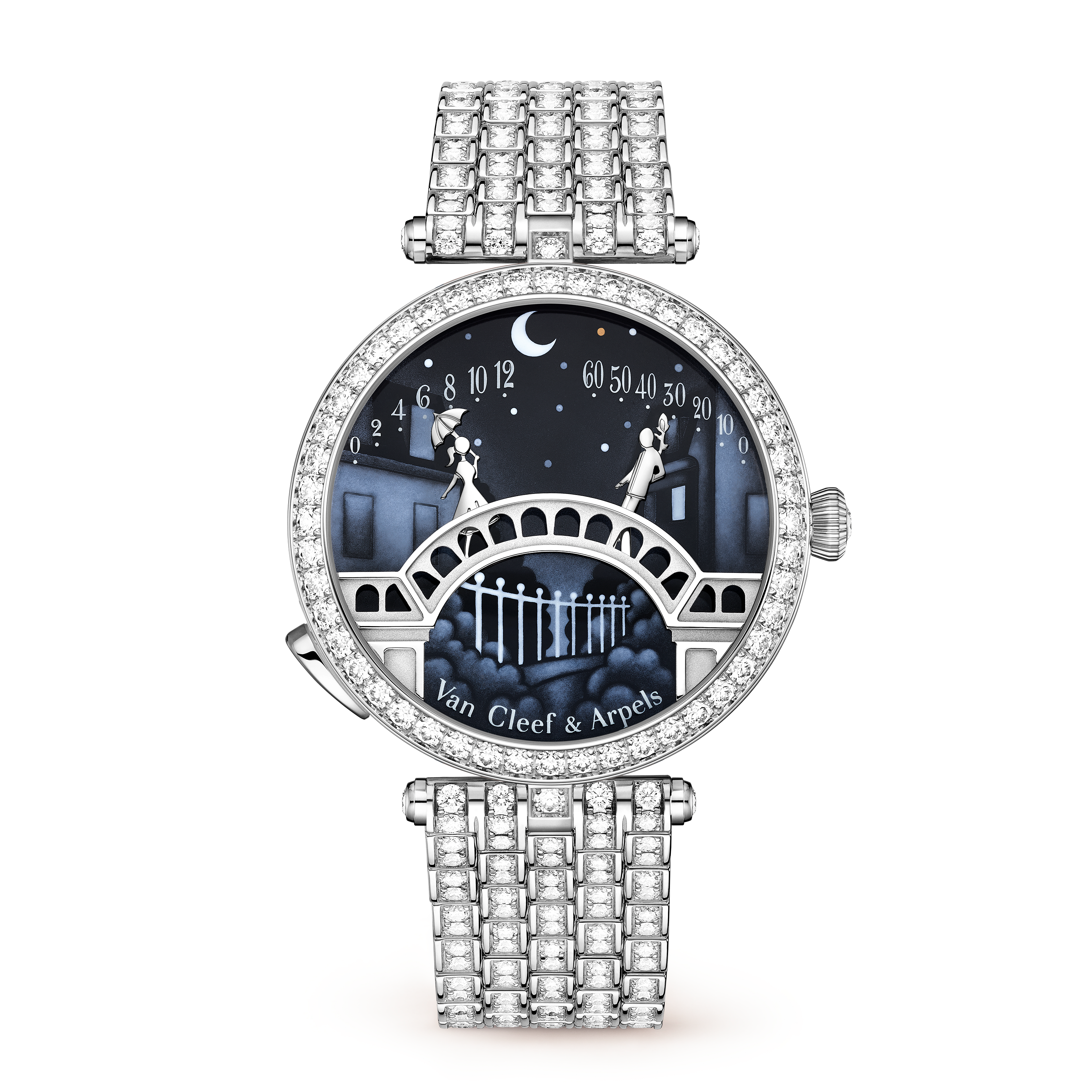 Lady Arpels Pont des Amoureux Jour watch 18K rose gold, Diamond - Van Cleef  & Arpels