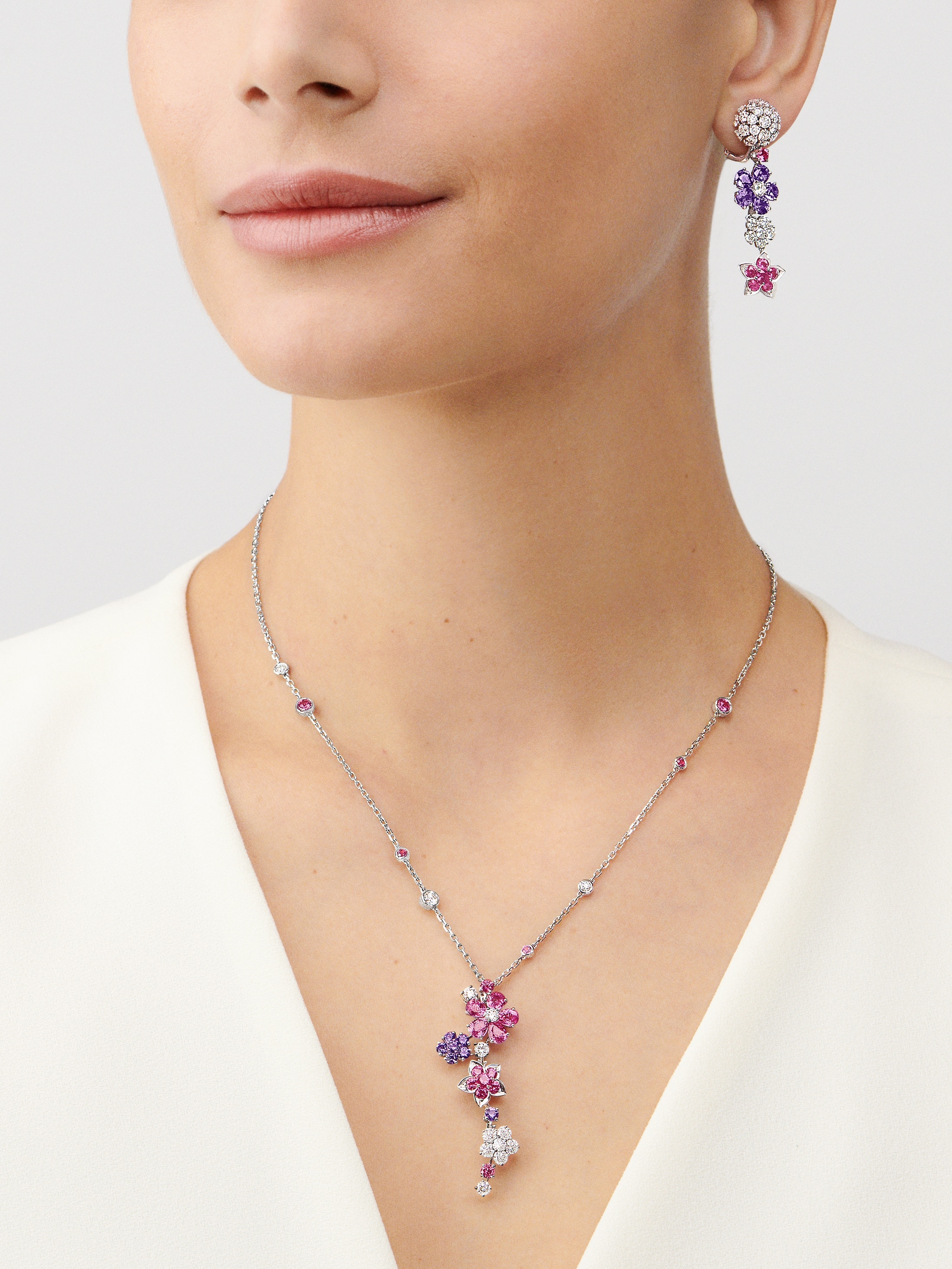 DIAMOND AND PINK SAPPHIRE 'ZIPPER' NECKLACE, VAN CLEEF & ARPELS