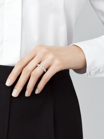 Fleurette wedding band, Diamond:98 stones, 1.36 carats, THREE_FOURTH, Jewelry Ring