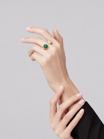 Perlée couleurs Between the Finger ring, Malachite:1 stone, THREE_FOURTH, Jewelry Ring