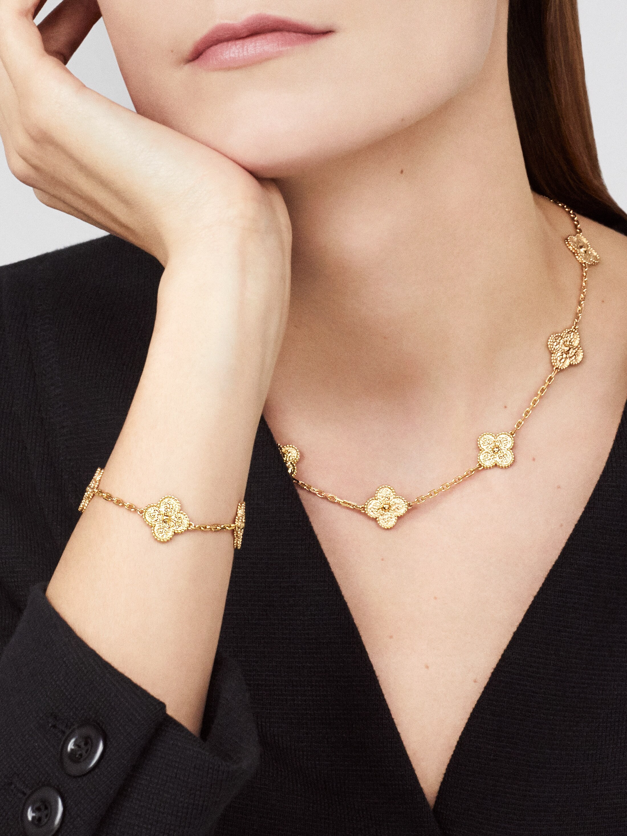thumbnail image 2 of Vintage 18K Gold Plated Necklace – Red Gemstone With White Zircon & Crystal Accents 2 of 5