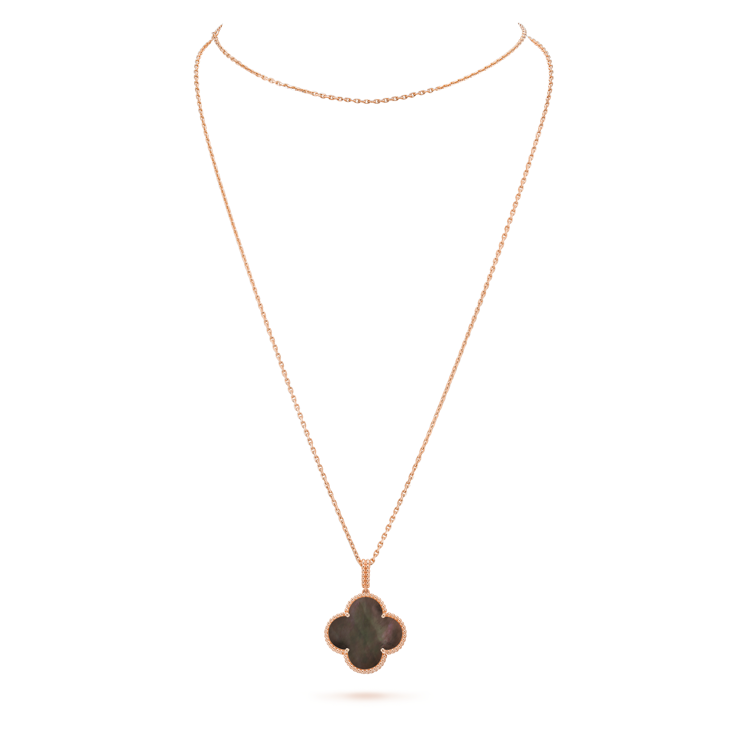マジック アルハンブラ ロングネックレス、1 モチーフ 18K ローズ