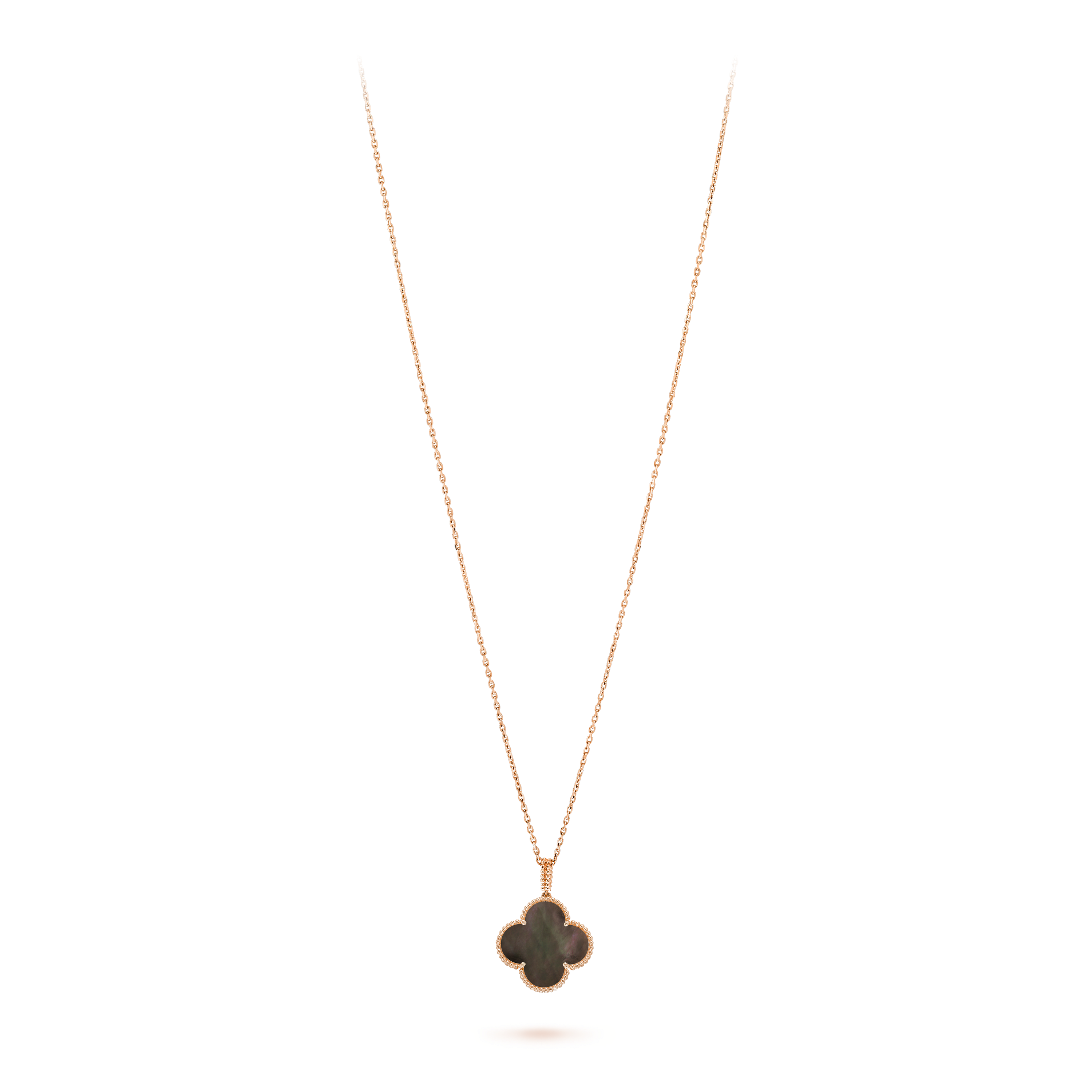 Magic Alhambra long necklace, 1 motif 18K rose gold, Mother-of-pearl - Van  Cleef & Arpels