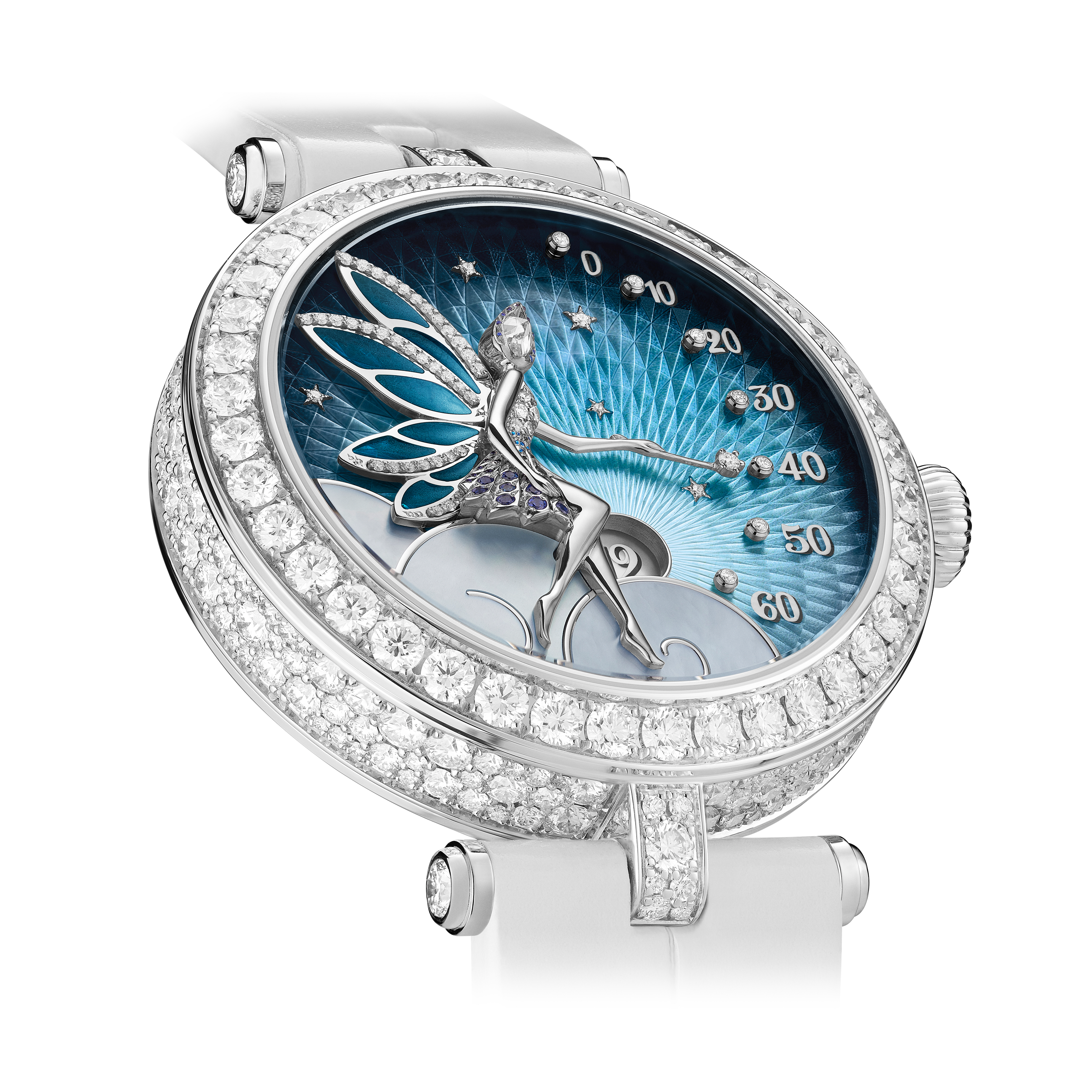 verwarring instinct Feest Lady Féerie watch 18K white gold, Diamond, Mother-of-pearl, Sapphire - Van  Cleef & Arpels