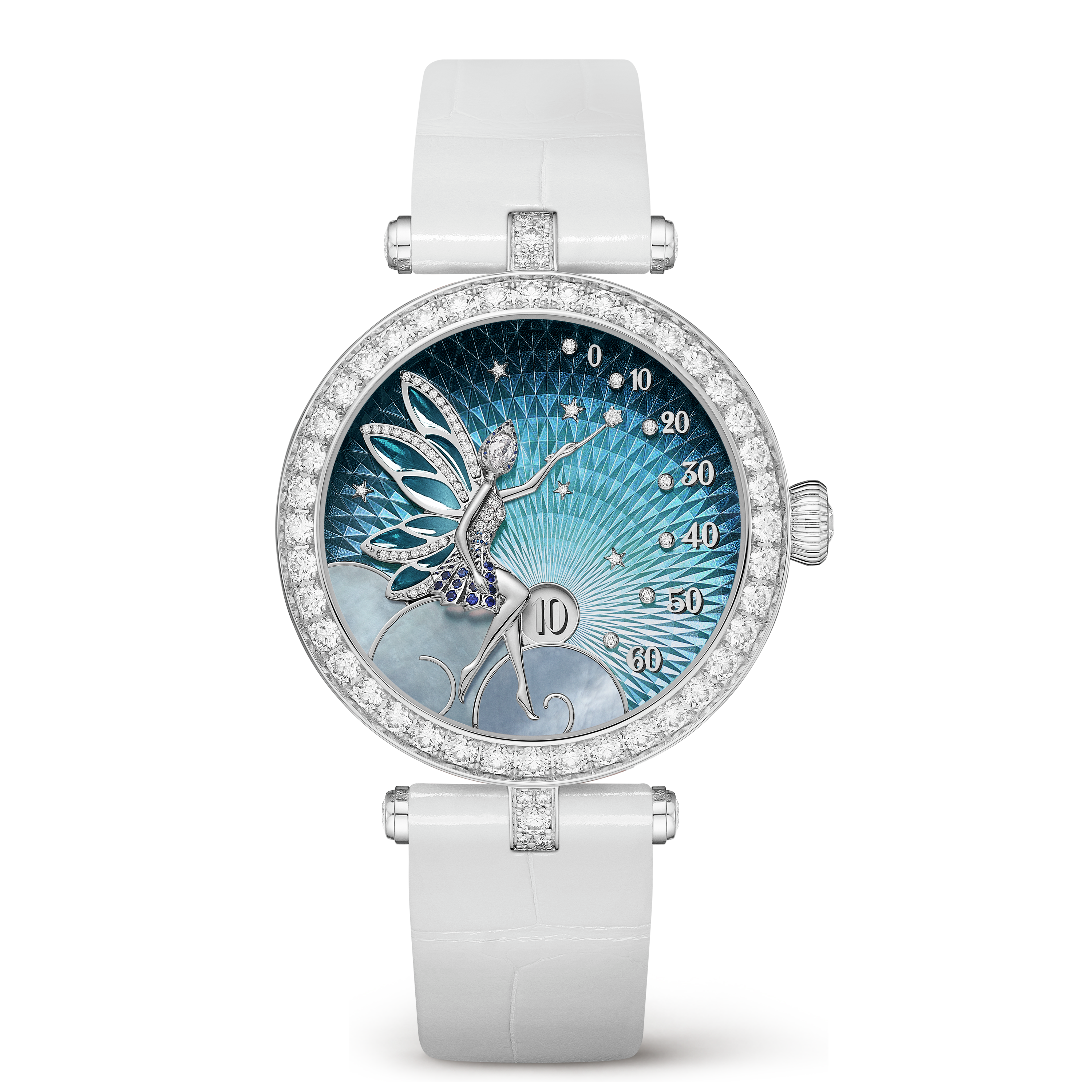 verwarring instinct Feest Lady Féerie watch 18K white gold, Diamond, Mother-of-pearl, Sapphire - Van  Cleef & Arpels