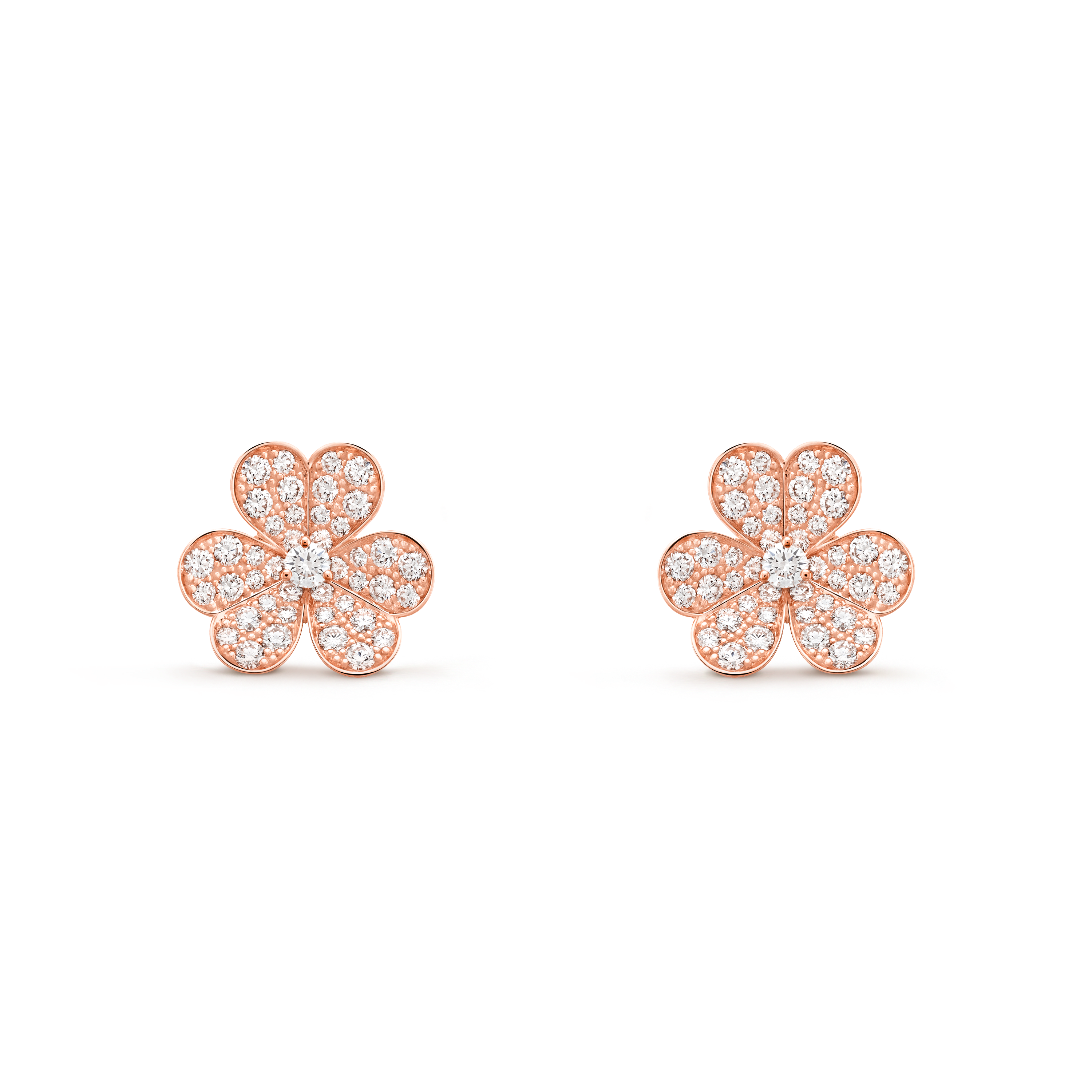 Frivole earrings, small model 18K rose gold, Diamond - Van Cleef