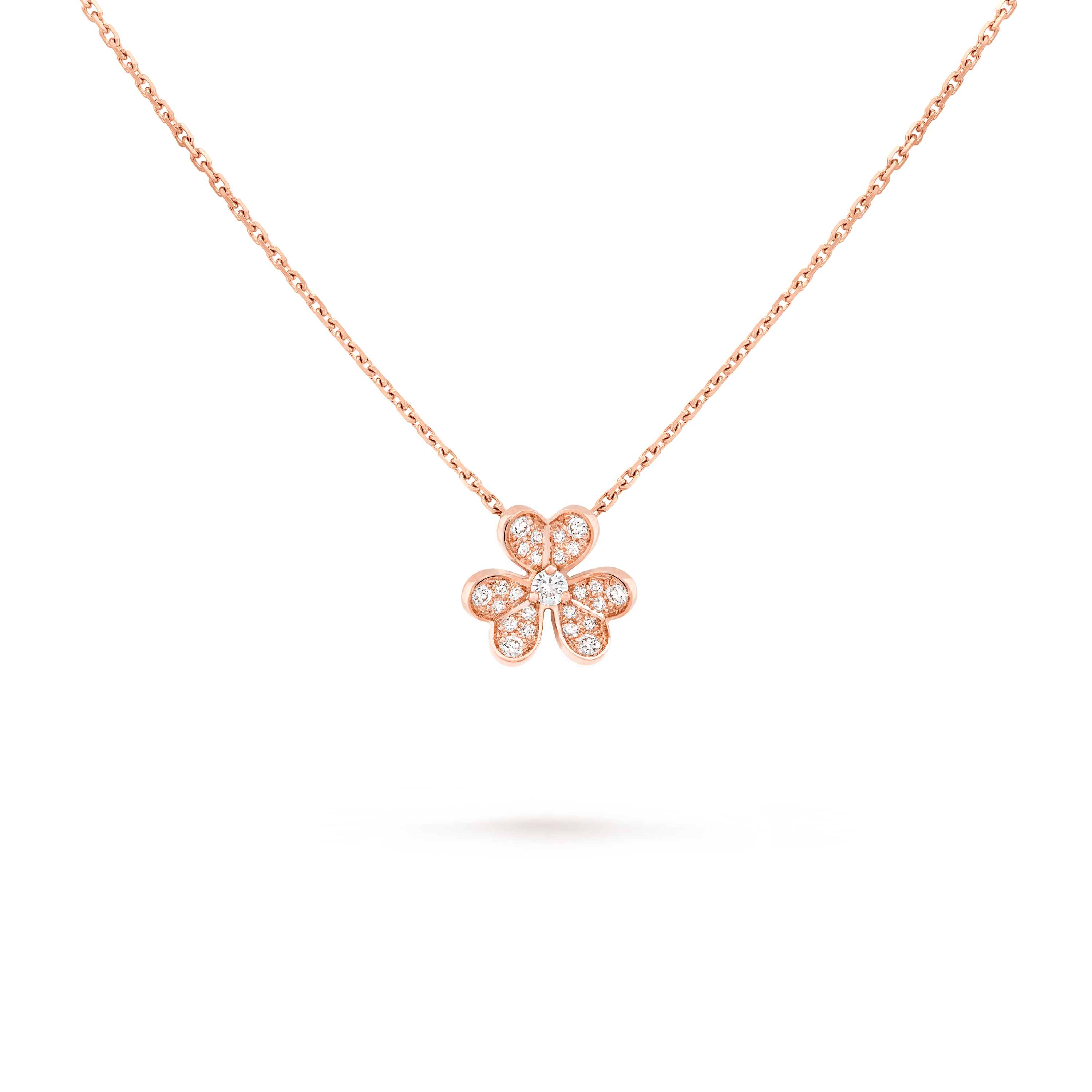 Diamond heart pendant in 18k rose gold, mini.