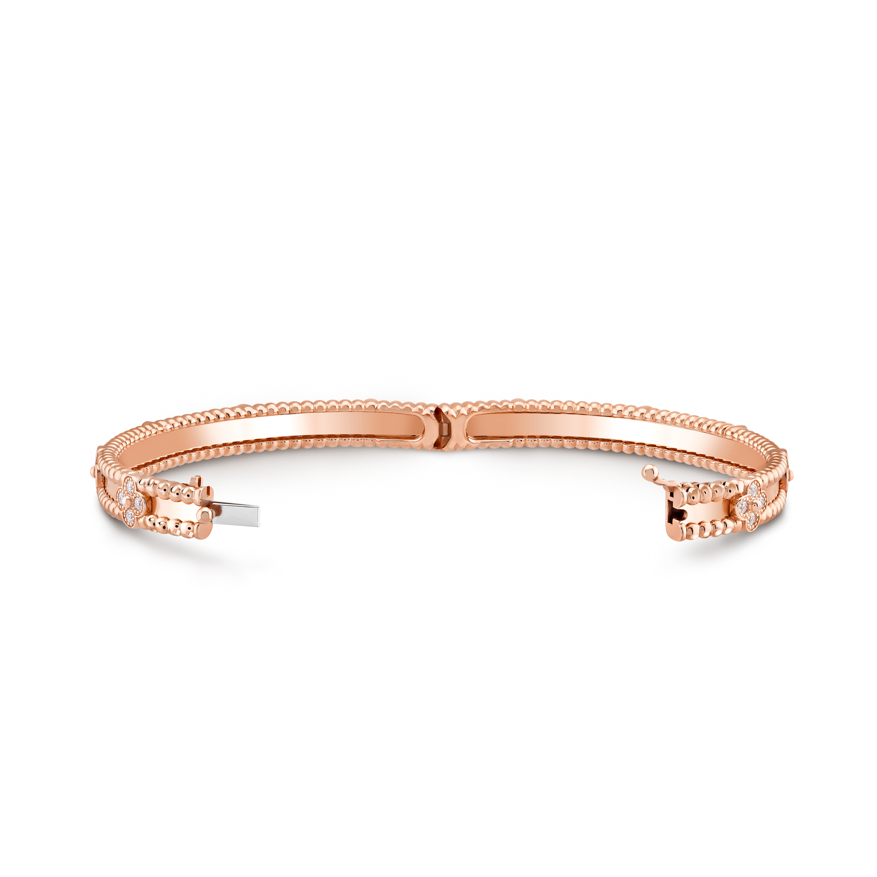 Van Cleef & Arpels Bracelet, Rose Gold & Diamond Clovers - Perlee