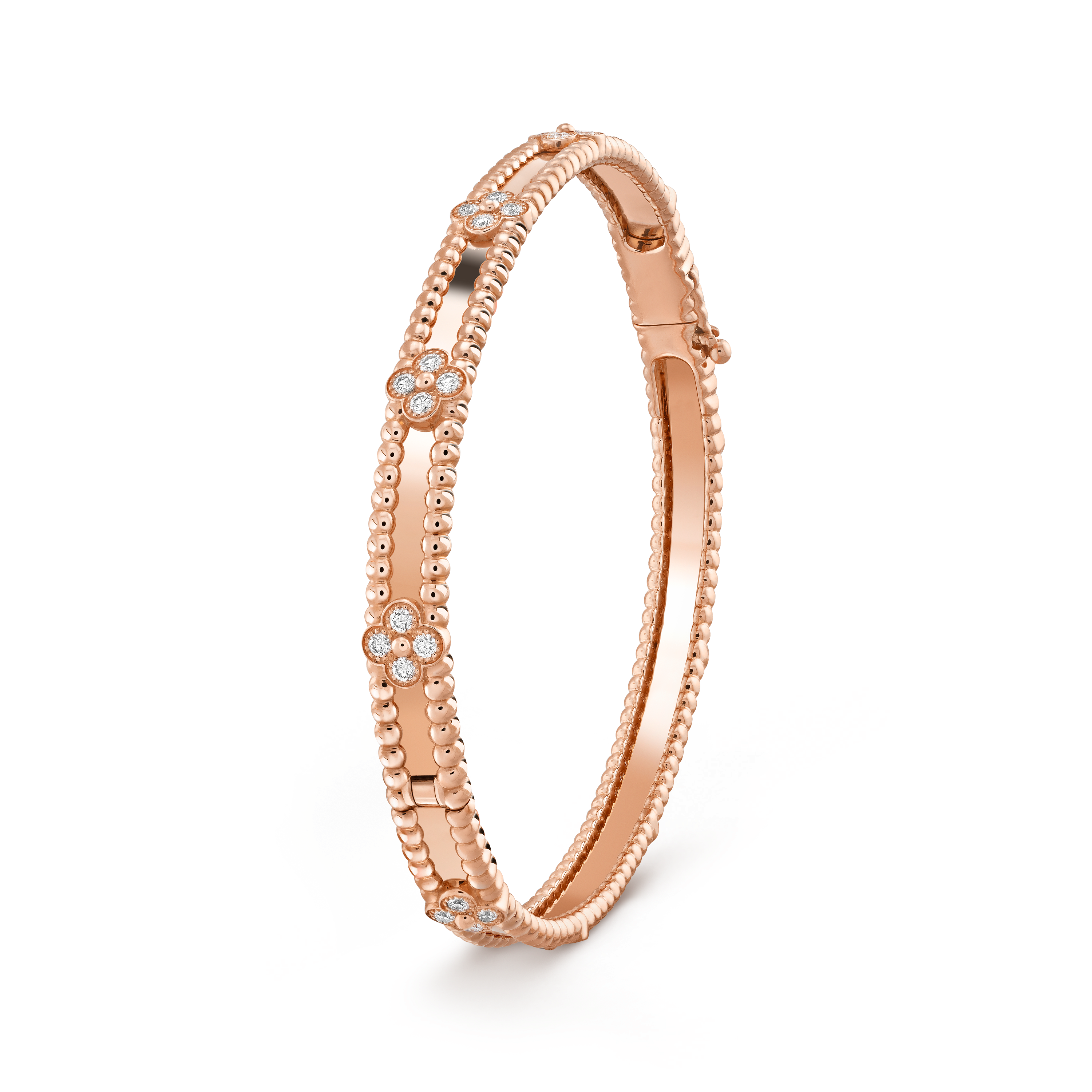 Perlée sweet clovers bracelet, large model 18K rose gold, Diamond - Van  Cleef & Arpels