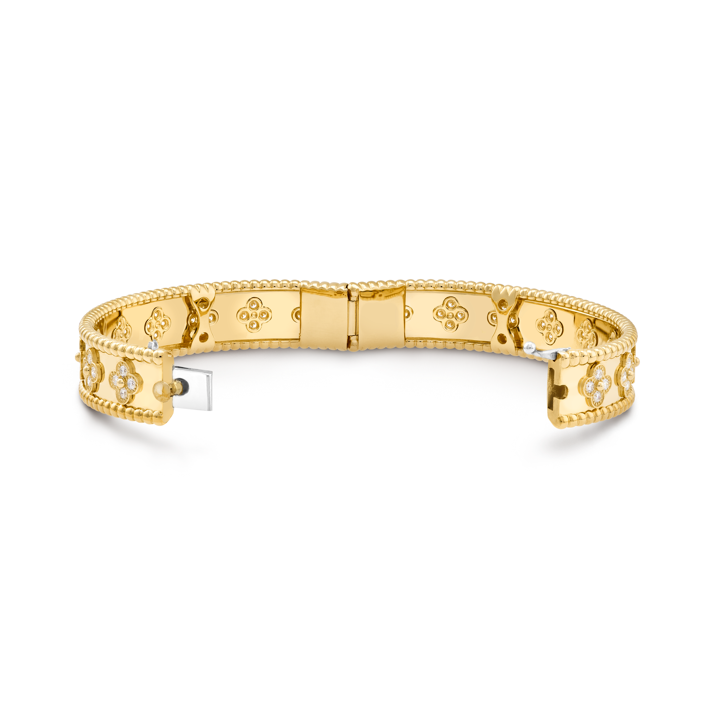 Van Cleef & Arpels Bracelet, Rose Gold & Diamond Clovers - Perlee