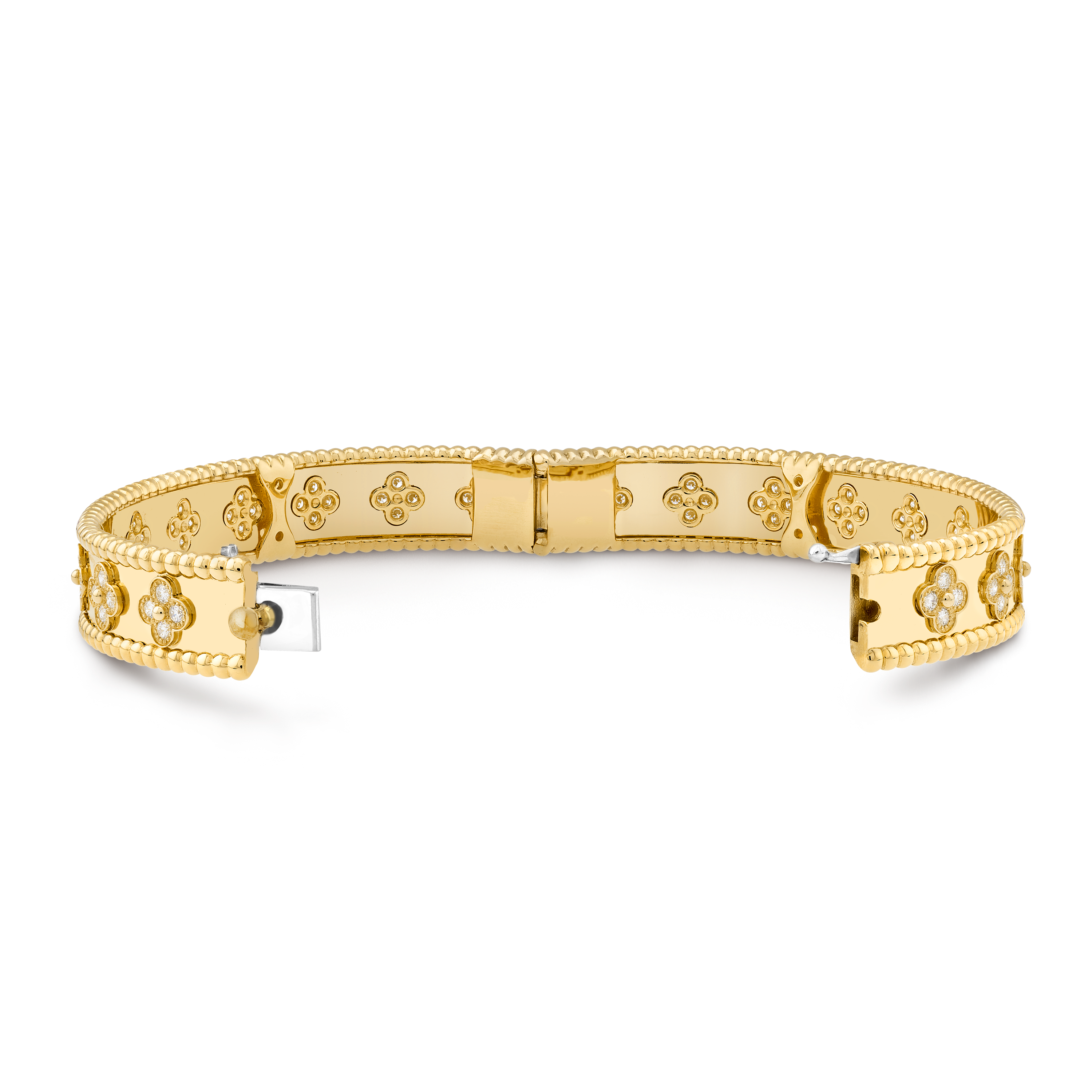 Perlée clovers bracelet, large model 18K yellow gold, Diamond - Van Cleef &  Arpels