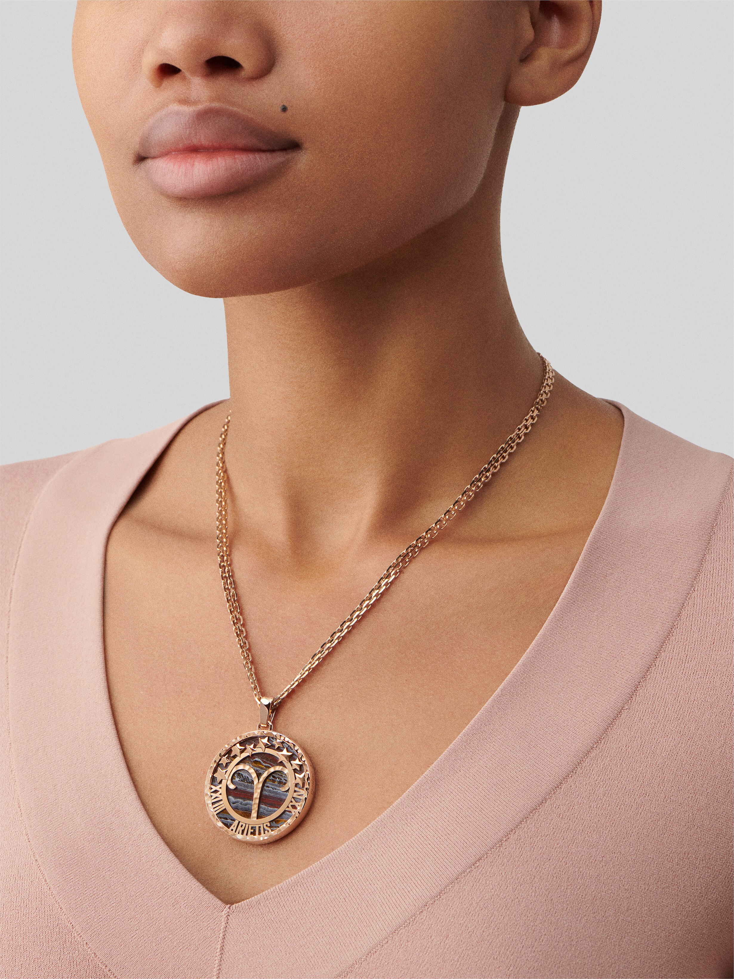 Zodiaque long necklace Arietis (Aries) 18K rose gold, Iron Eye ...