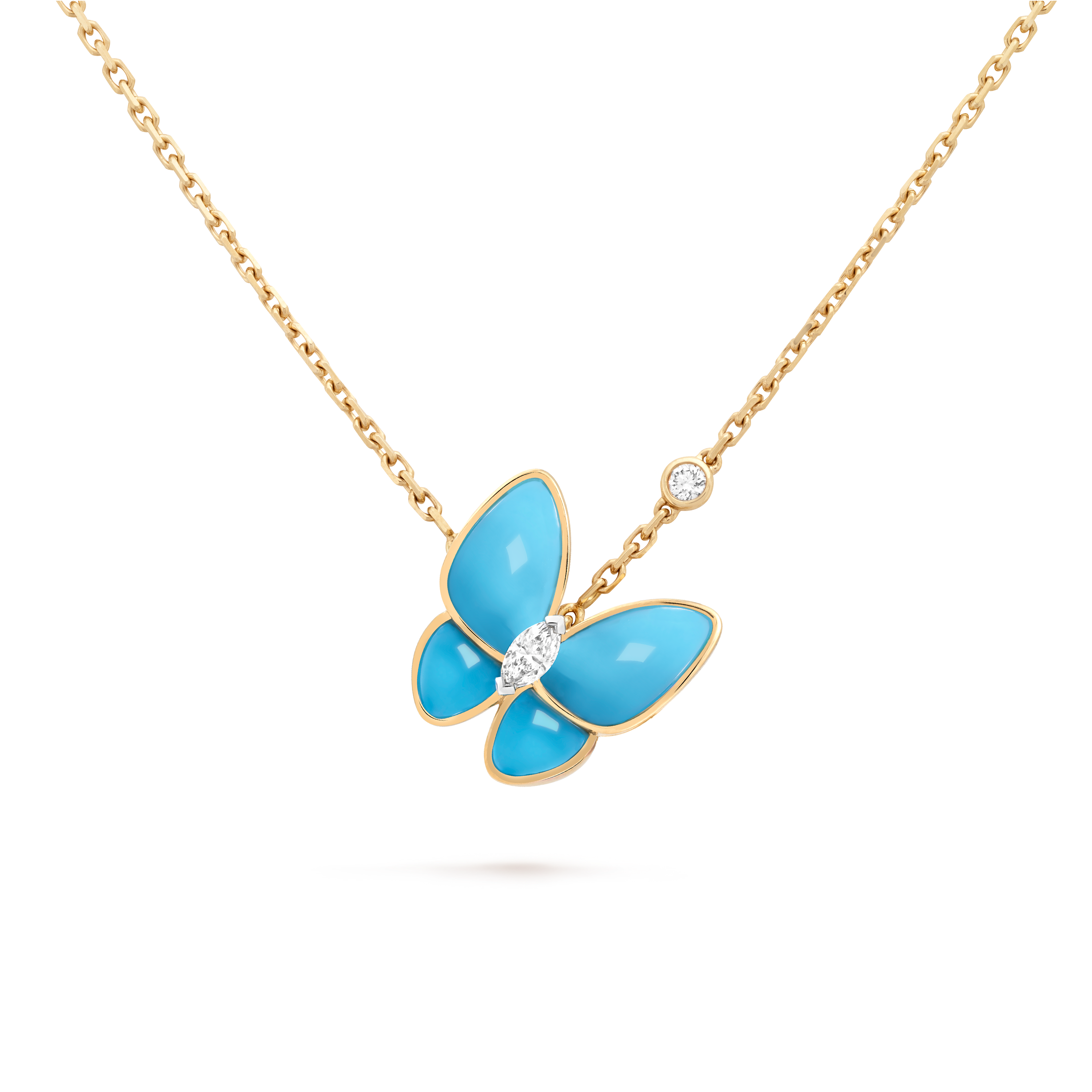 Two Butterfly pendant 18K rose gold, Diamond, Sapphire - Van Cleef & Arpels