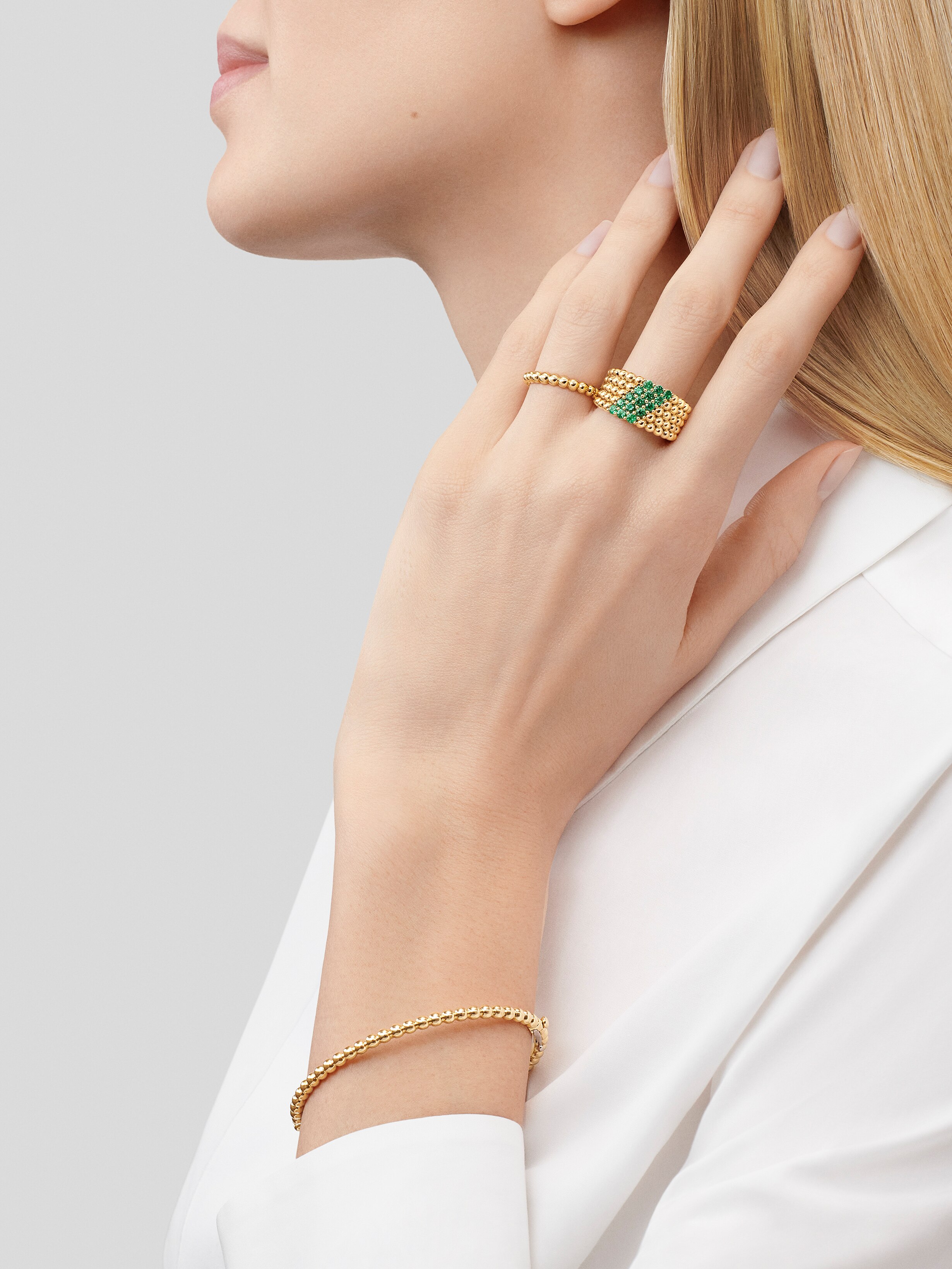 ペルレ ゴールドパール フープピアス、ラージモデル 18K