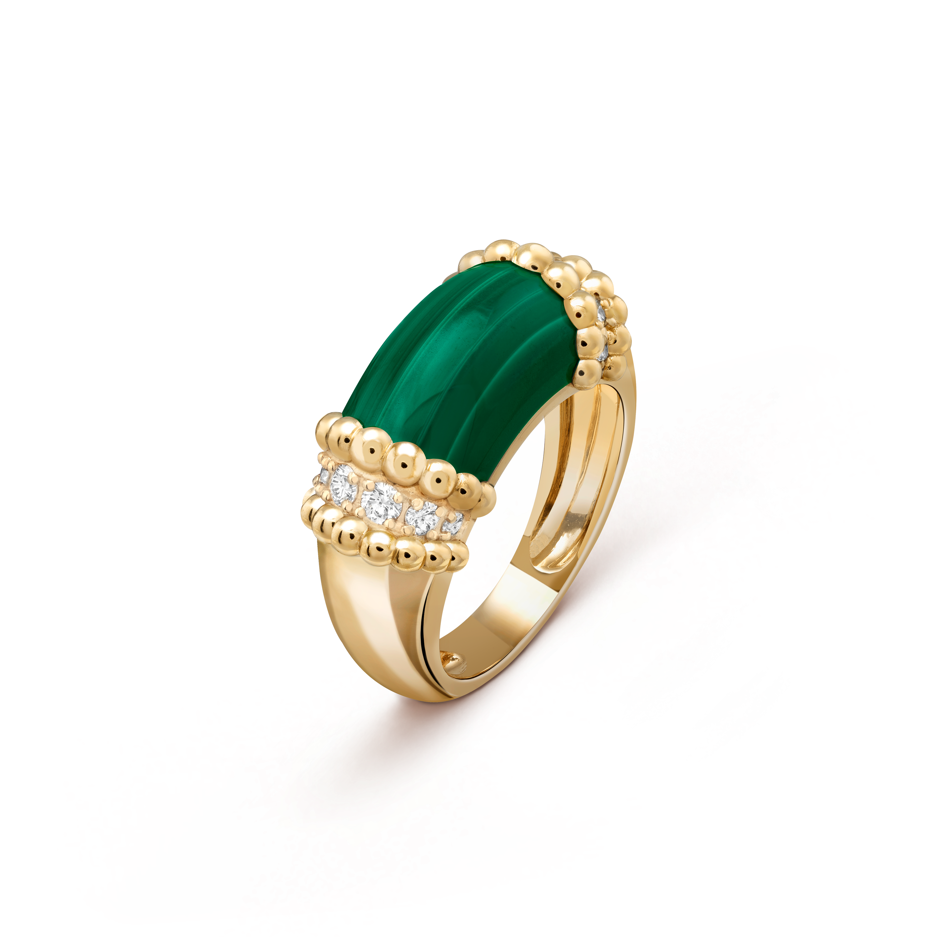 Color Blossom Ring, Yellow Gold, White Gold, Malachite And Diamonds -  Jewelry - Categories